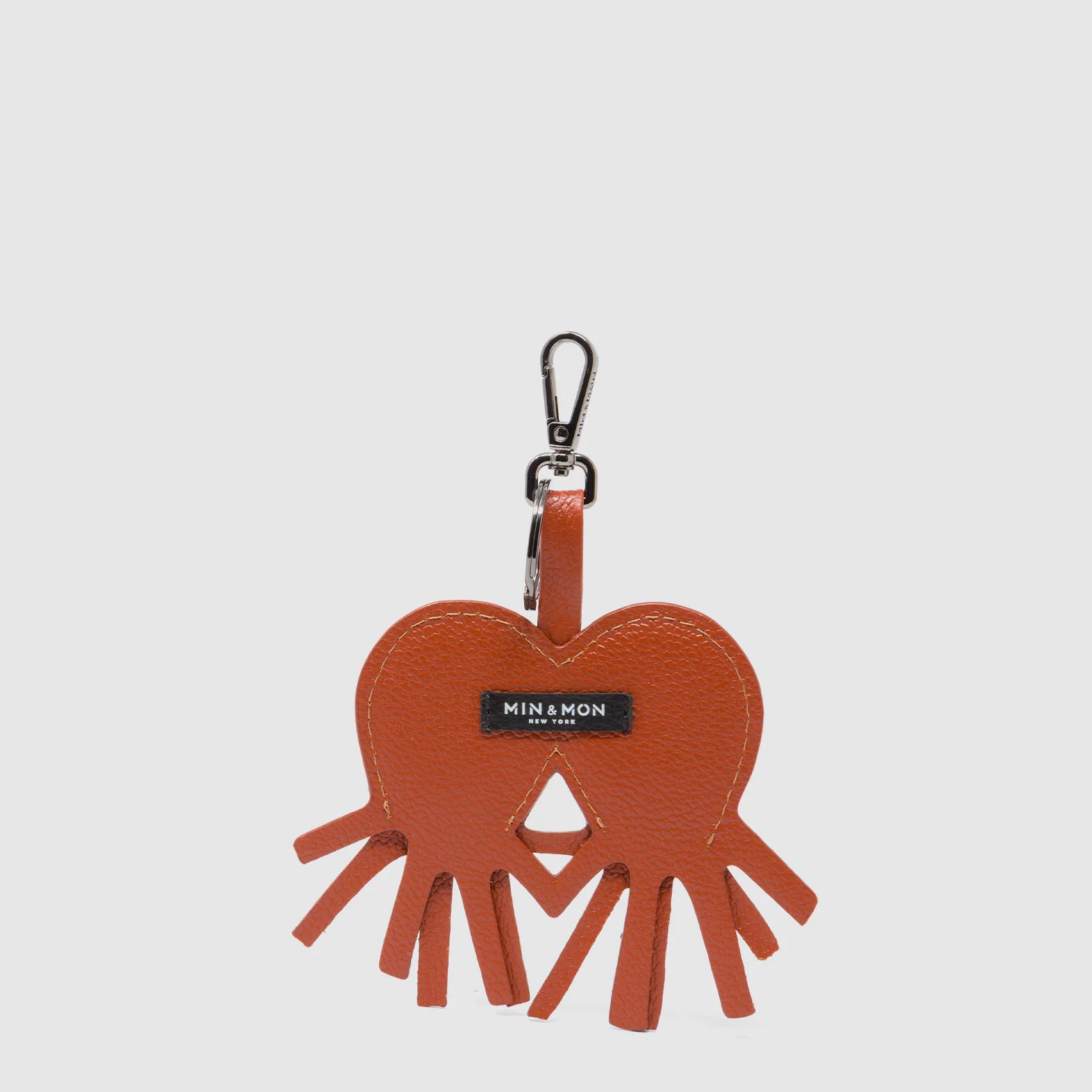 Octotwins Charm - Baked City Brown Leather Keychain - back