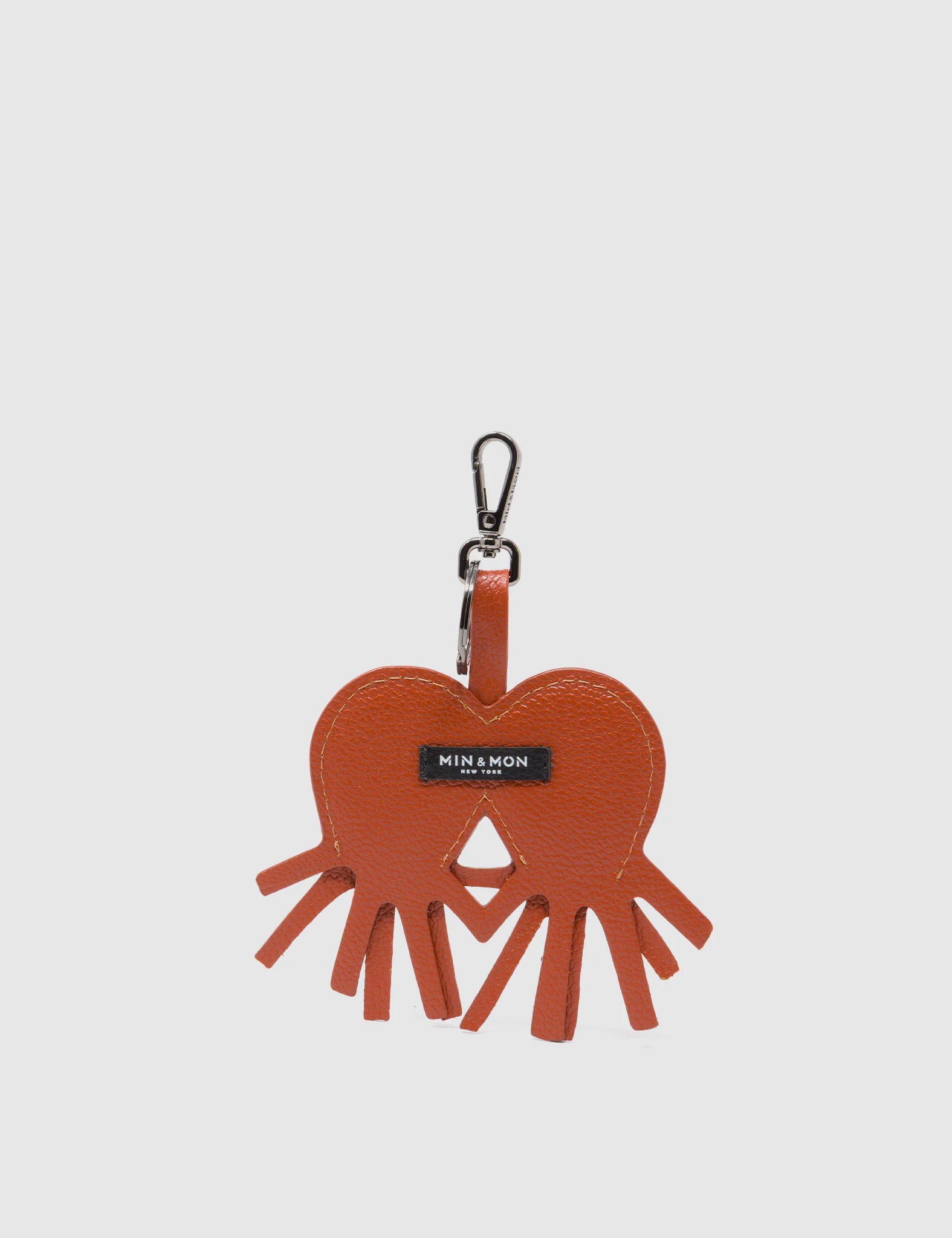 Octotwins Charm - Baked City Brown Leather Keychain - back
