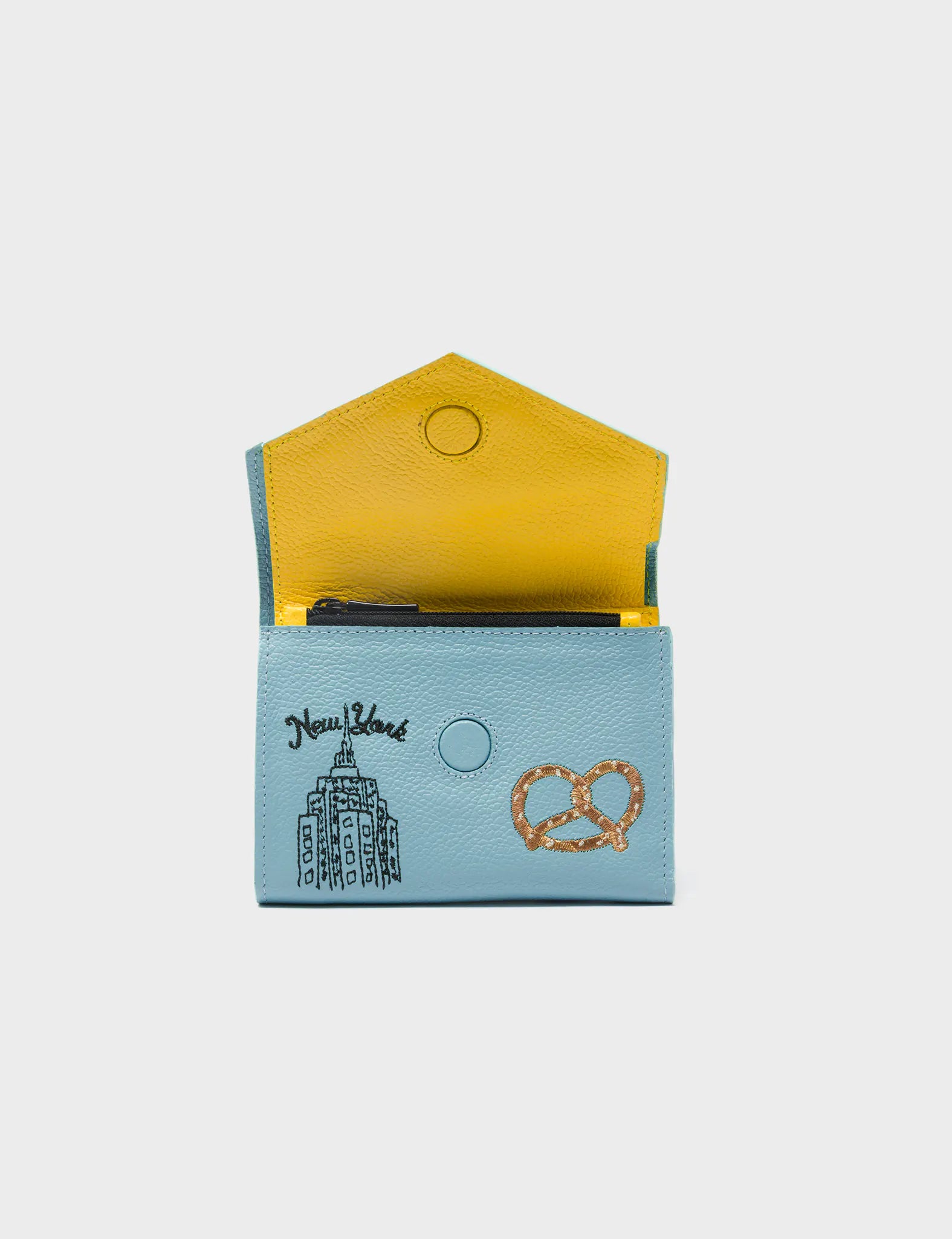 Fiona Moonwalk Gray Leather Wallet - Pigeonista Design - Front Open