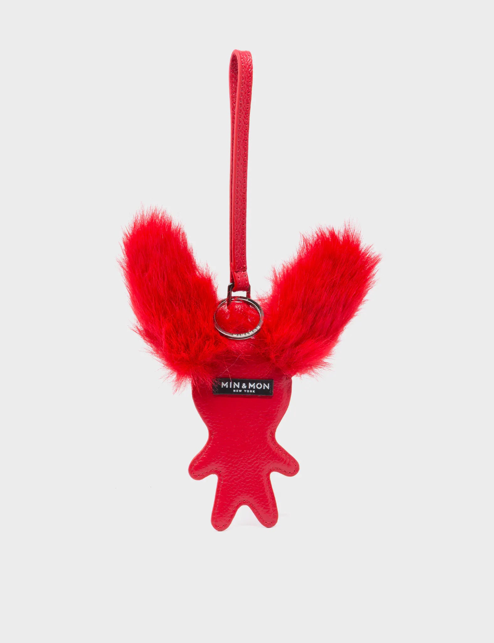 Fluffy Fella - Jester Red Leather Bag Charm - Back