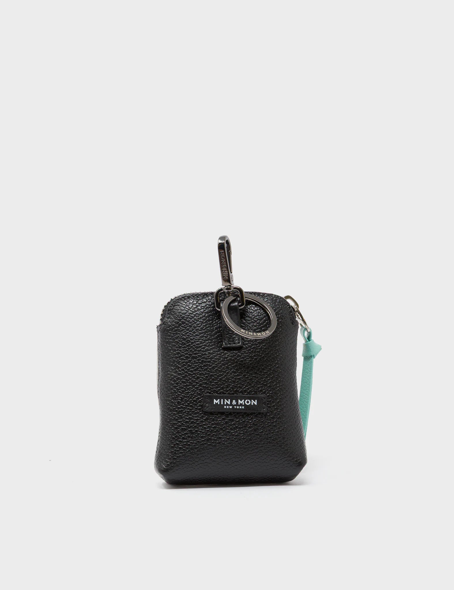 Florence Pouch Charm - Moonwalk Gray Leather Keychain Pigeonista Embroidery - Back