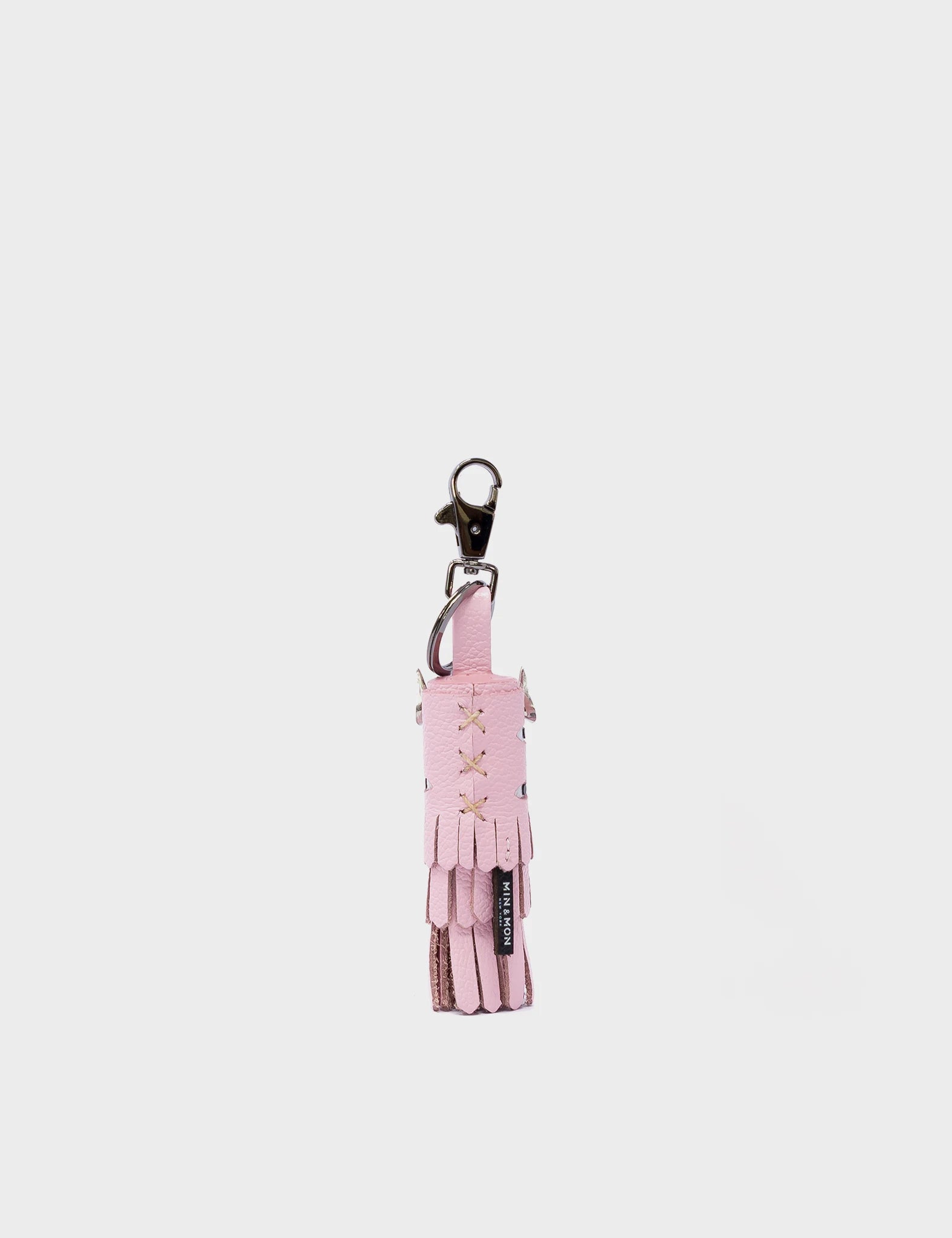 Oliver The Ox Charm - Parfait Pink Leather Keychain - Back 