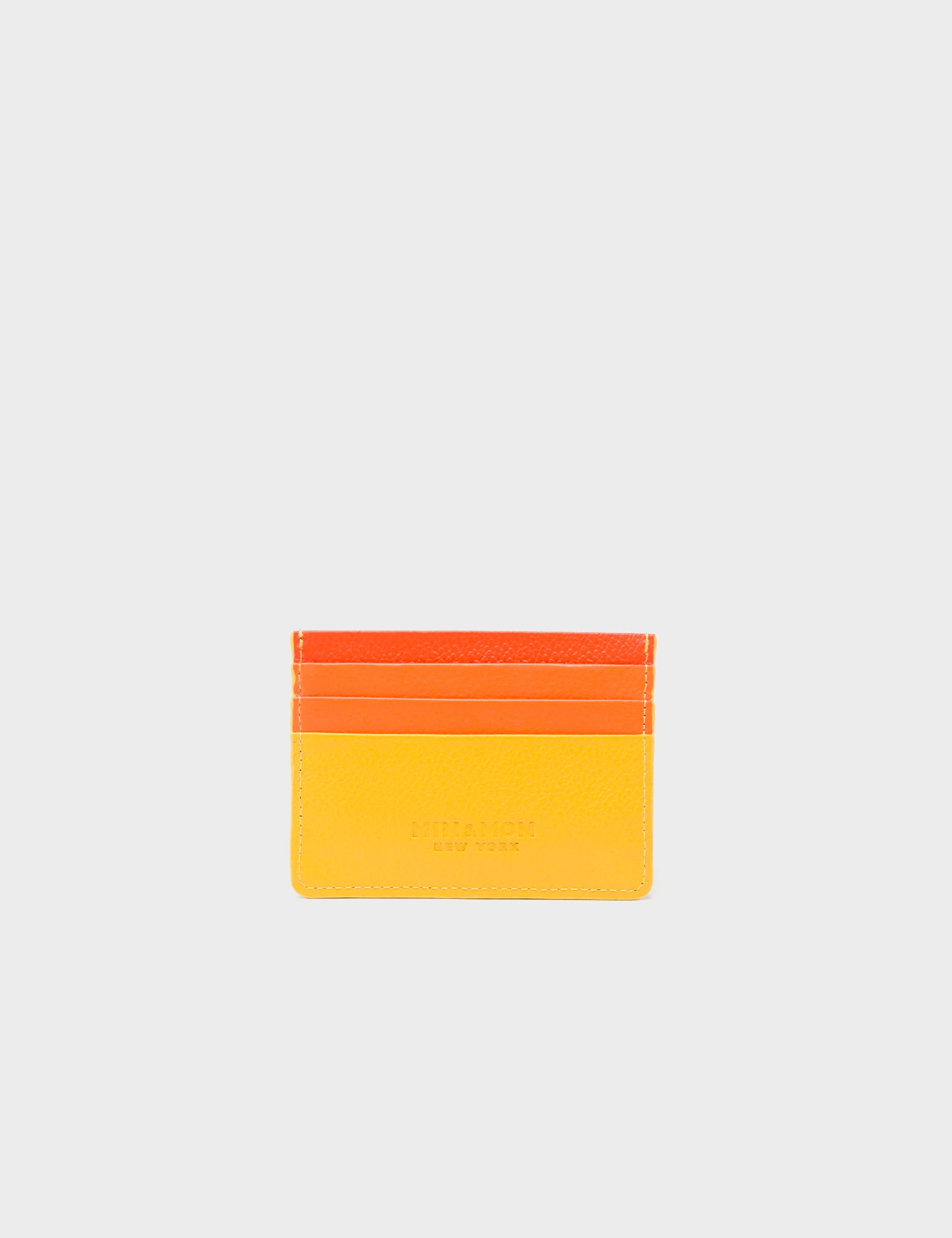 Filium Yellow Leather Cardholder - Subway Stories Print - Back View