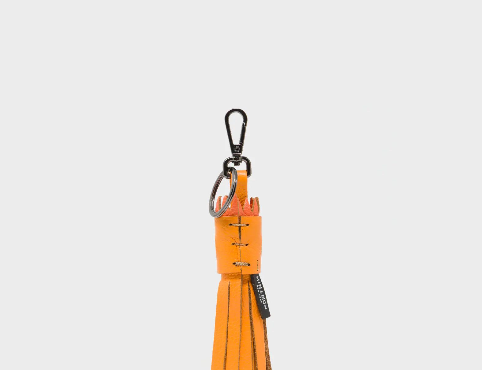 Queen Callie Marie Charm - Flamingo Orange Leather Keychain - Back view