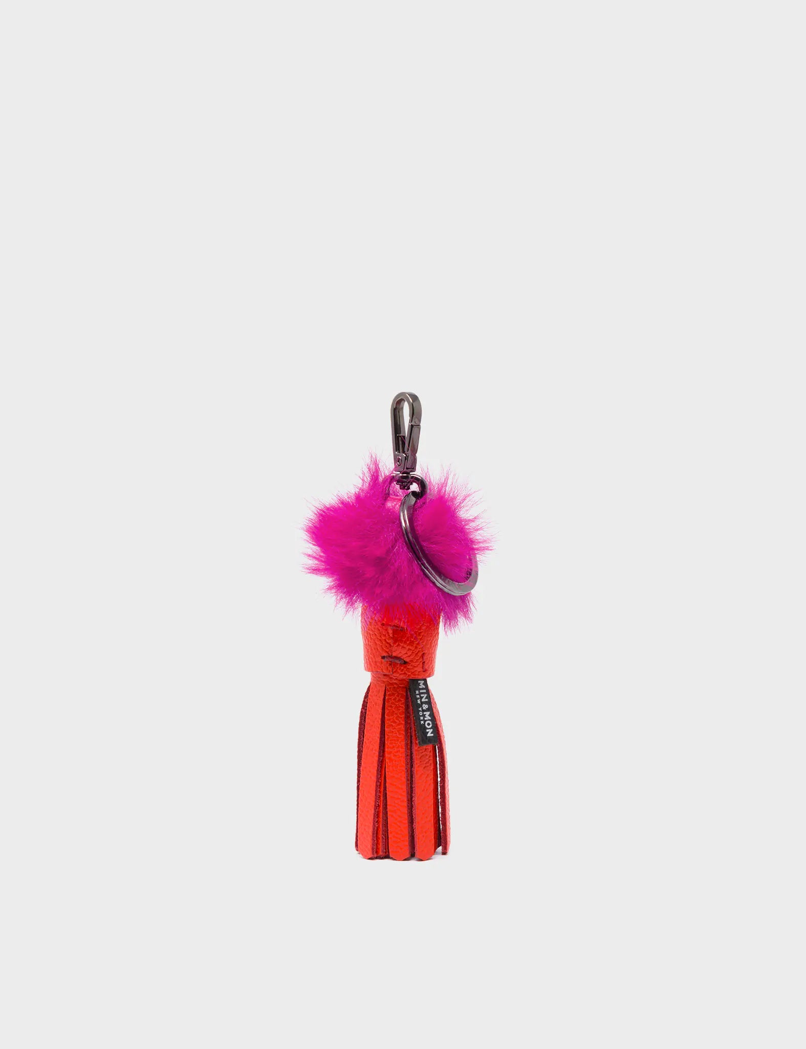 Callie Marie Mayne - Fiesta Red Leather and Fuchsia Faux Fur - Back