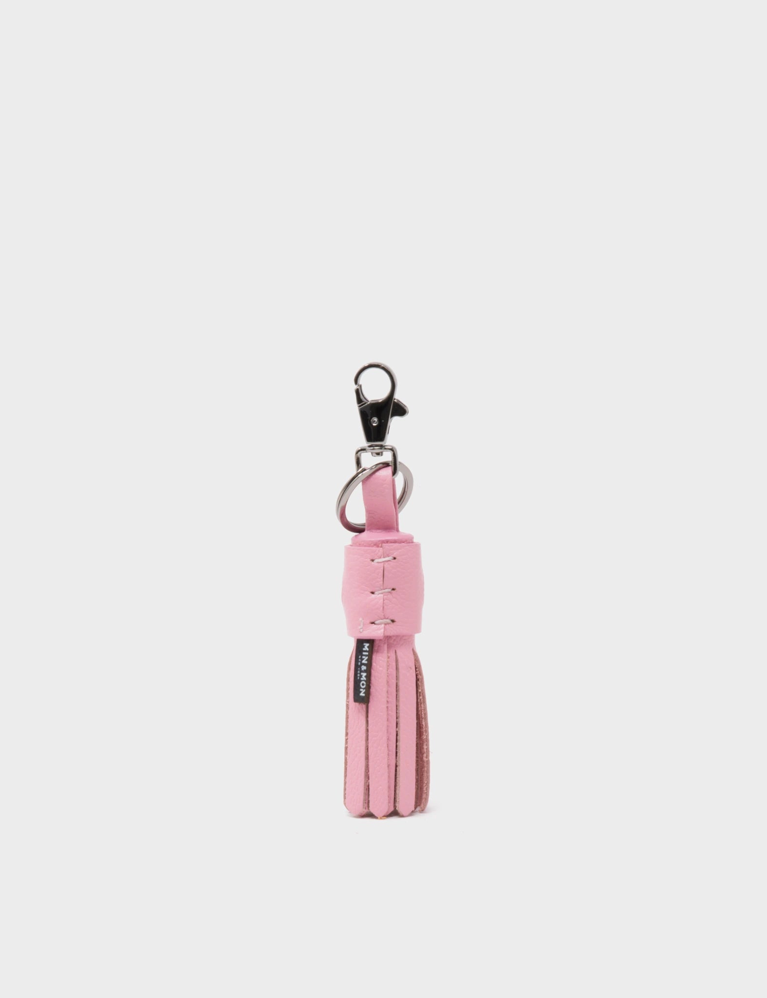 Calamari Charm - Blush Pink Leather Keychain - Back