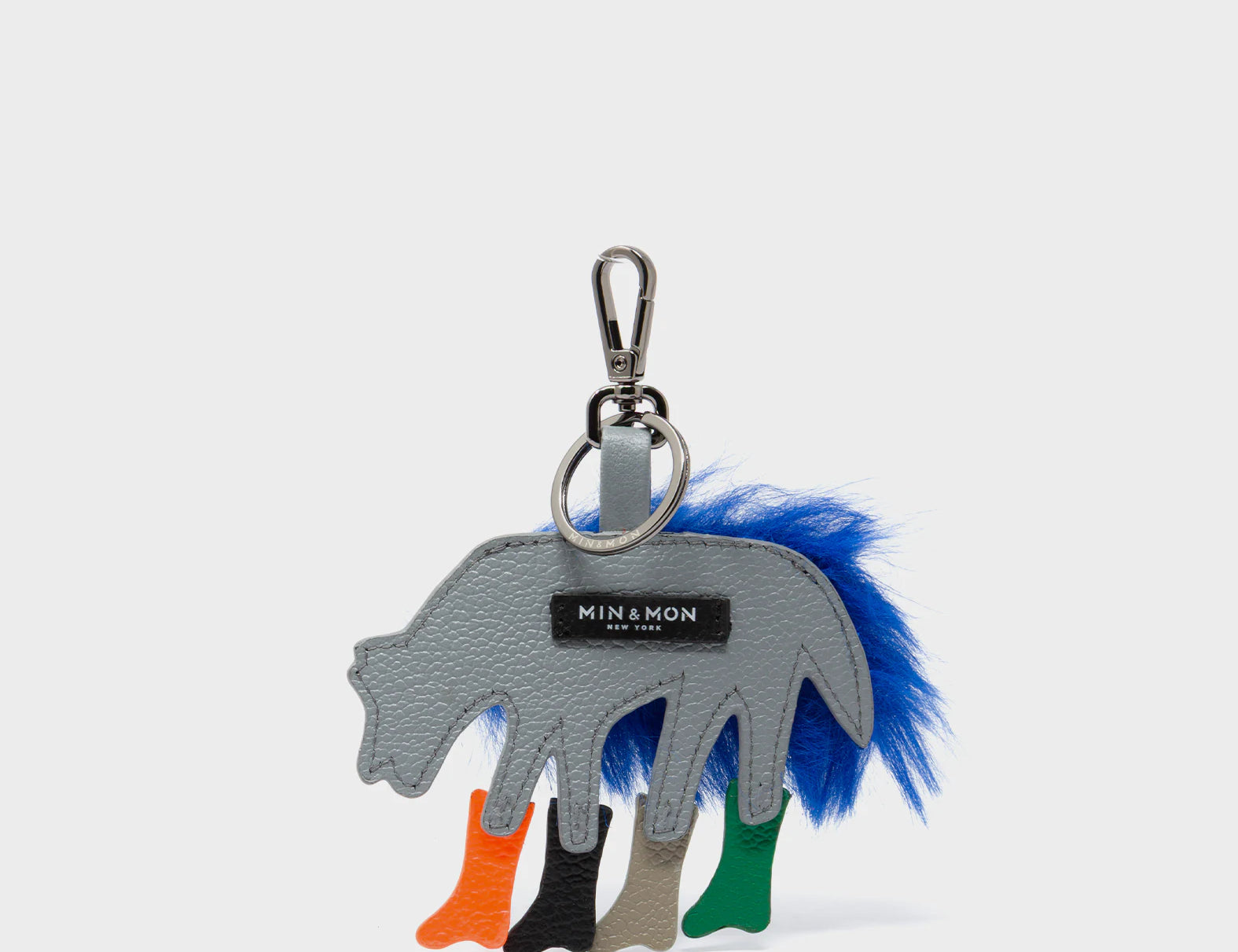 Wolf In Heels Charm - Blue Faux Fur and Multicolored Boots Keychain - Package