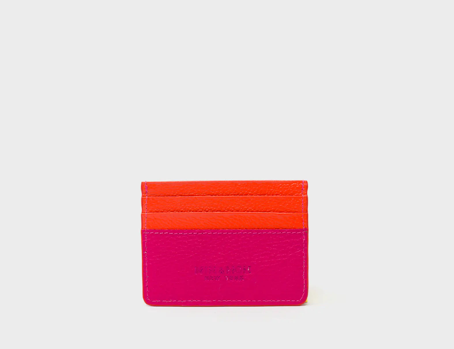 Filium Peacock Pink Leather Cardholder - Retro Tiger Embroidery - Back
