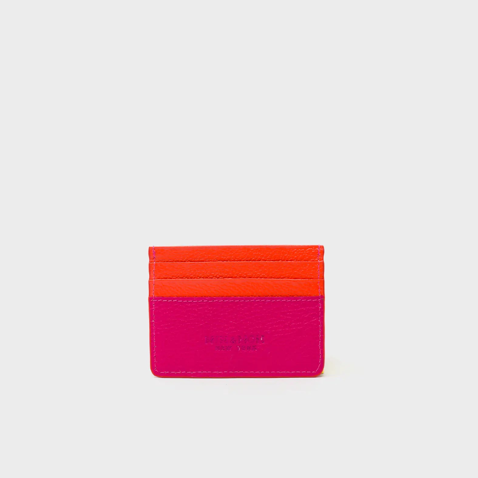 Filium Peacock Pink Leather Cardholder - Retro Tiger Embroidery - Back