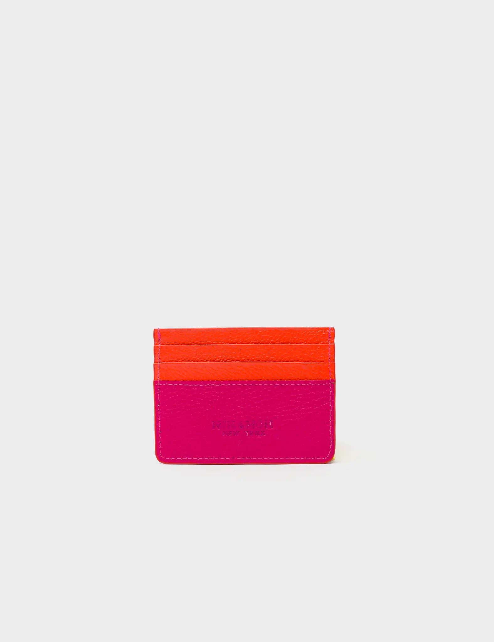 Filium Peacock Pink Leather Cardholder - Retro Tiger Embroidery - Back