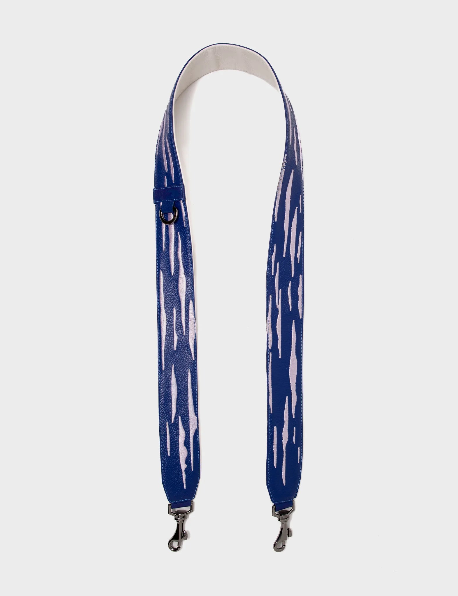 Detachable Royal Blue Leather Shoulder Strap - Clouds Embroidery - Top
