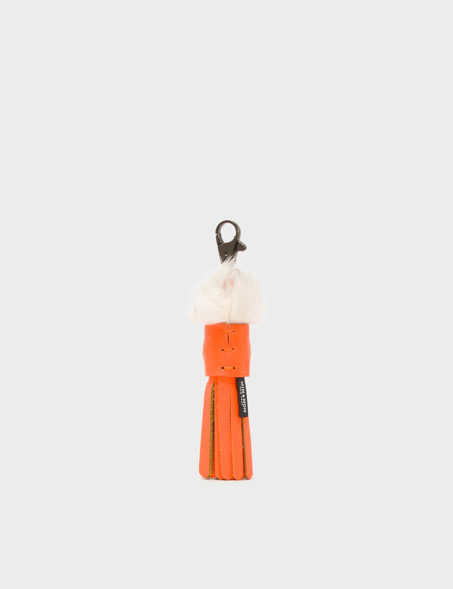 Calamari Charm - Neon Orange and White Fur Keychain - Back