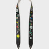 Detachable Black Leather Shoulder Strap - Floralia Embroidery  - Open