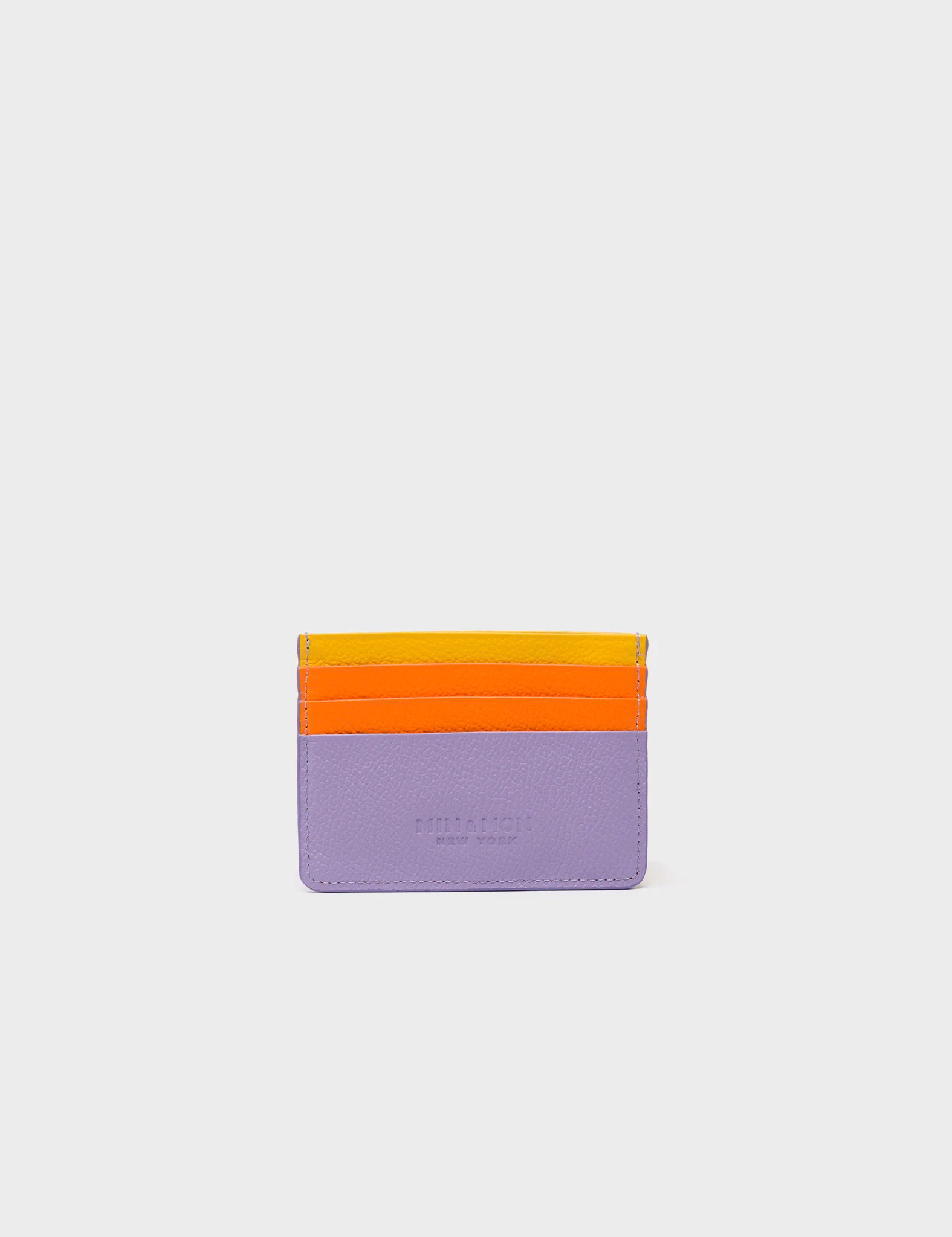 Filium Lavender Leather Cardholder - Happy Face Embroidery - Back View