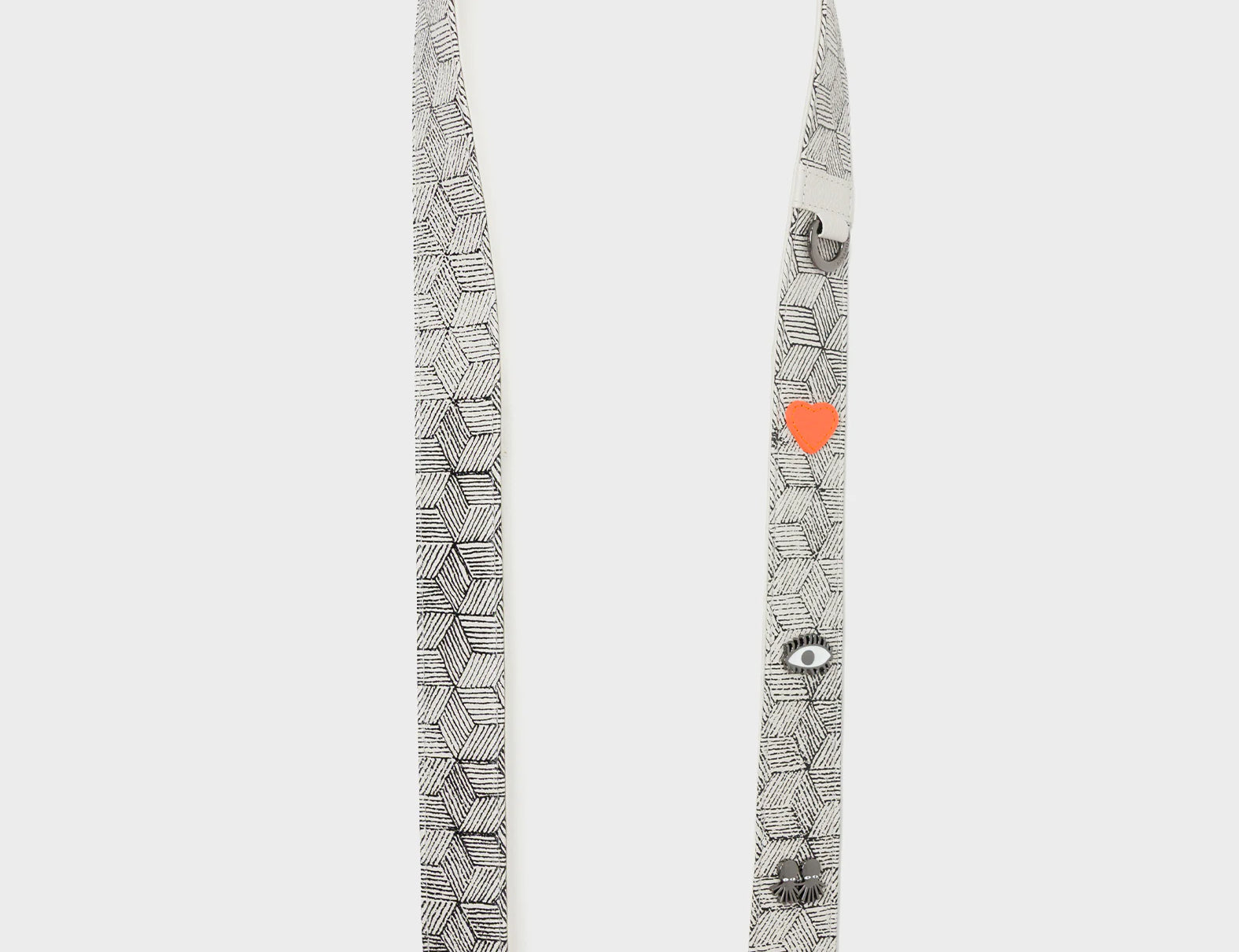 Detachable Cream Leather Shoulder Strap - Cubes Design - Front View