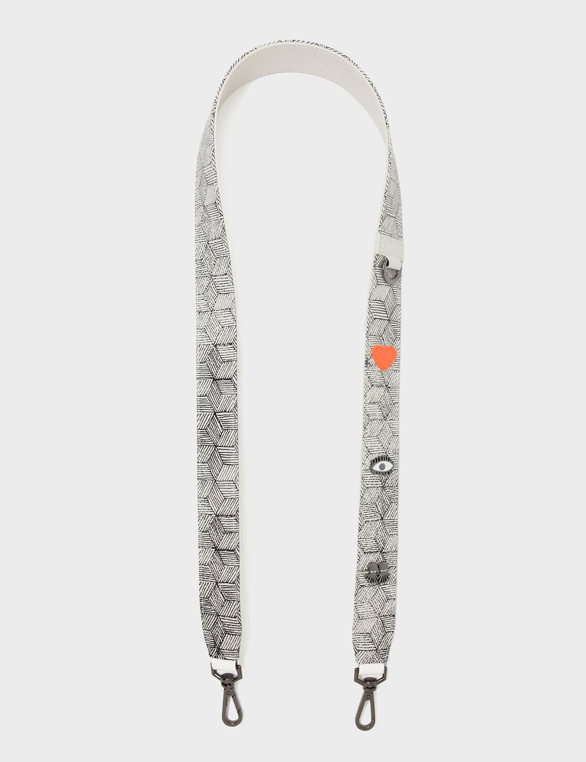 Detachable Cream Leather Shoulder Strap - Cubes Design - Front View