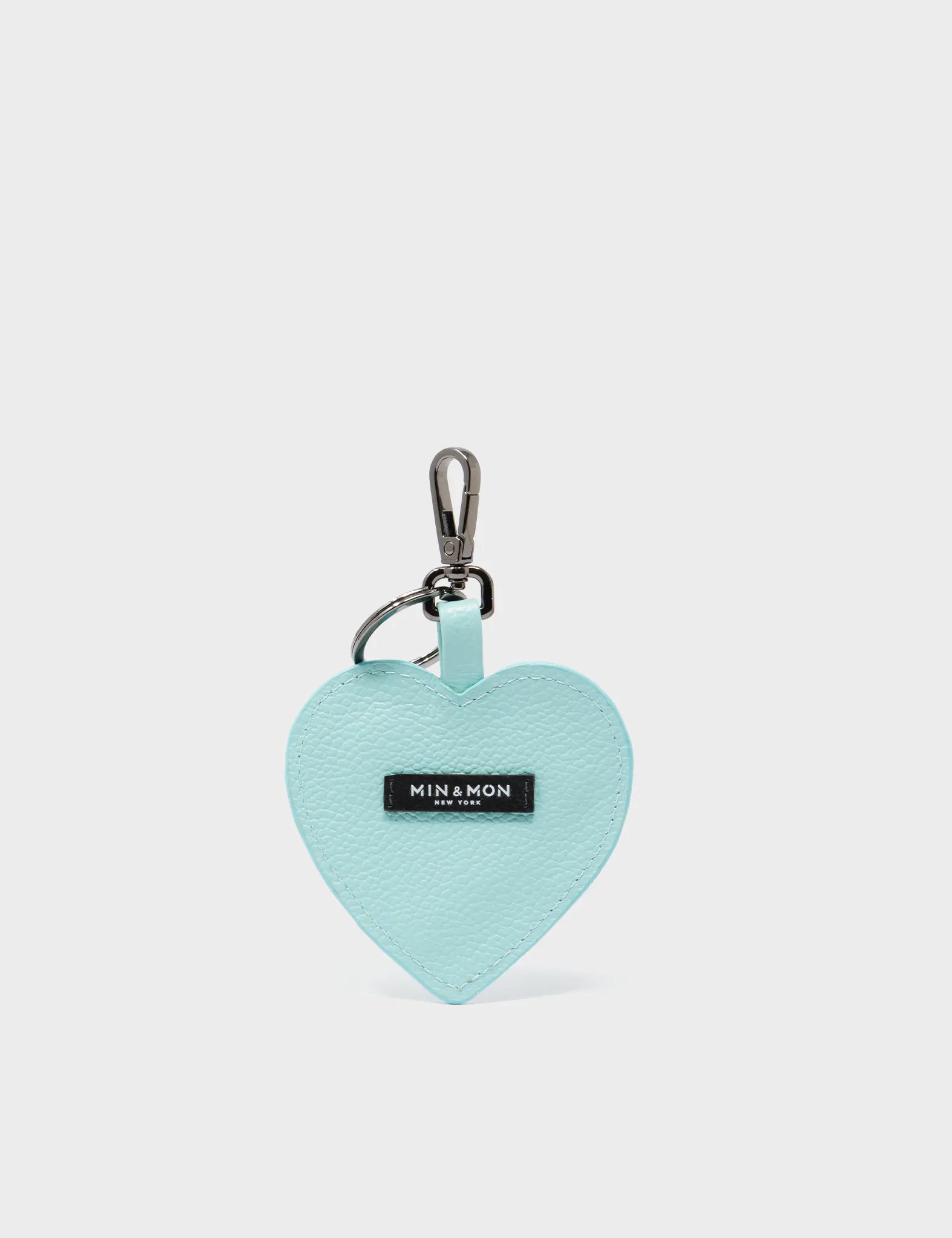 Hearty Smile Charm - Eggshell Blue Leather Keychain - Back