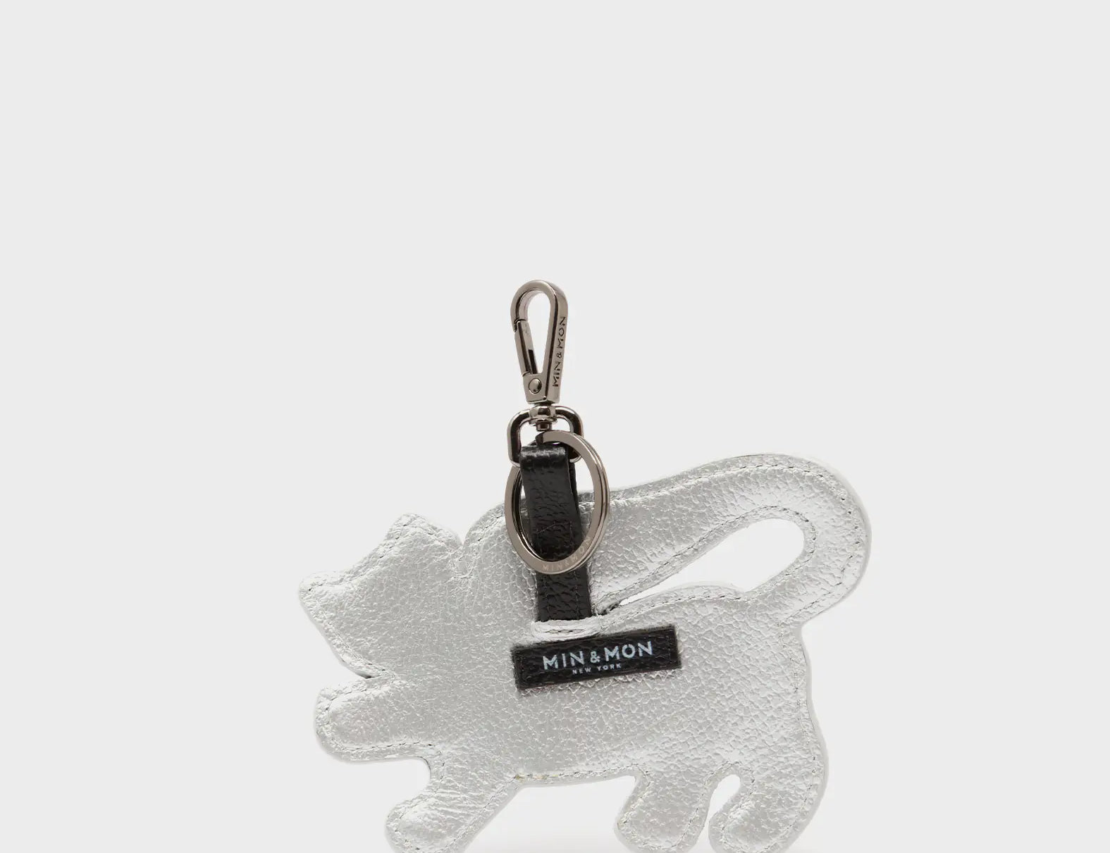 Theo the Tiger - Silver Leather Keychain - Back