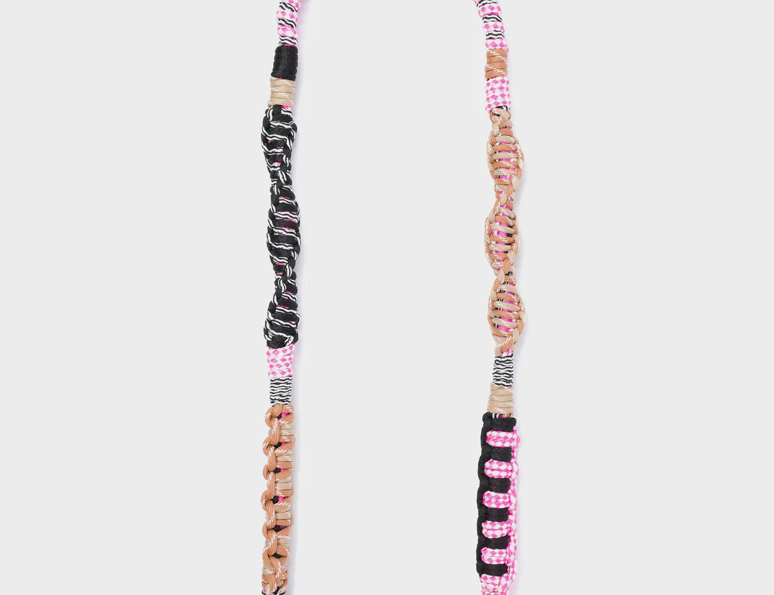 Detachable Shoulder Strap - Black, Fuchsia and Pink Handwoven Paracord - Open View