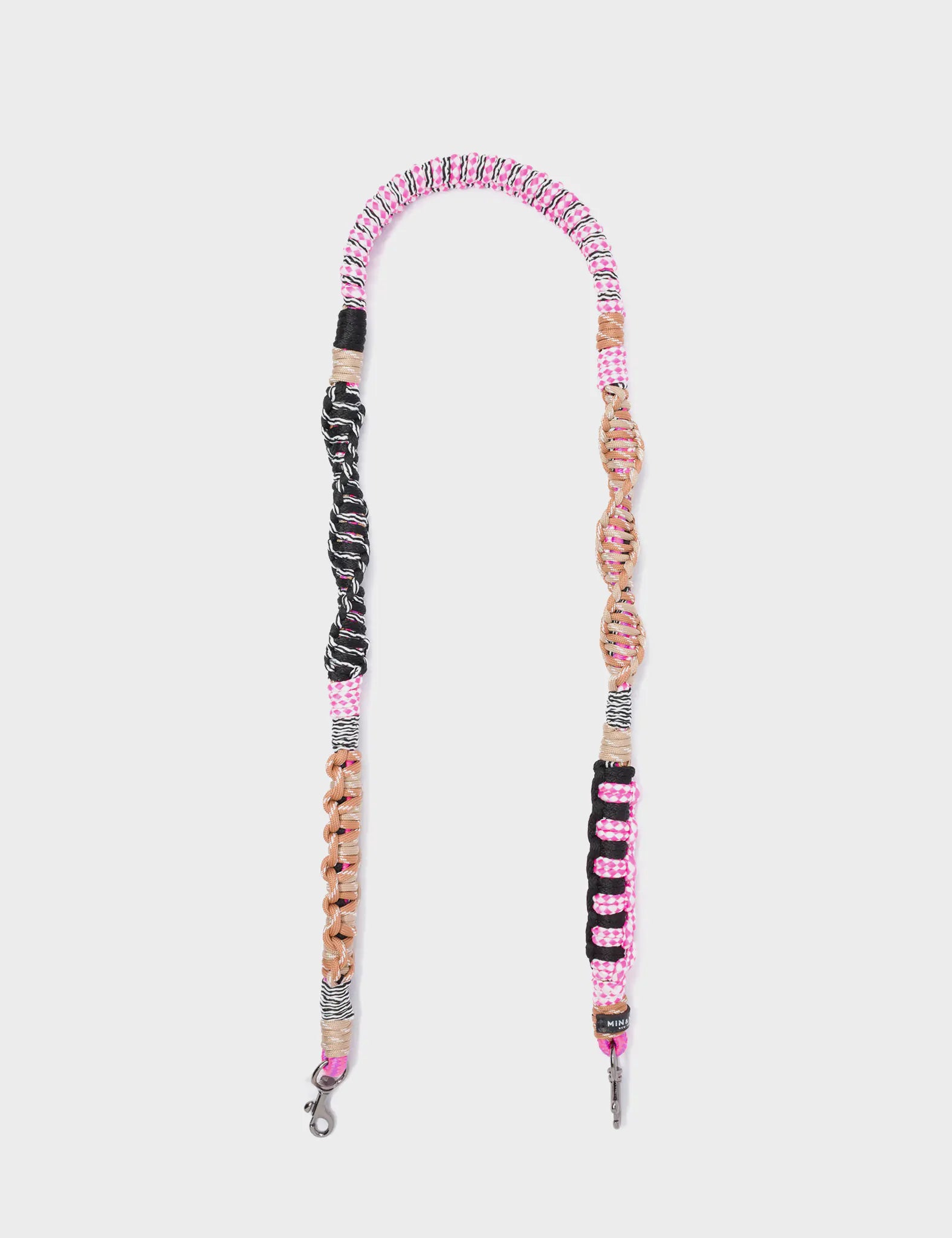 Detachable Shoulder Strap - Black, Fuchsia and Pink Handwoven Paracord - Open View