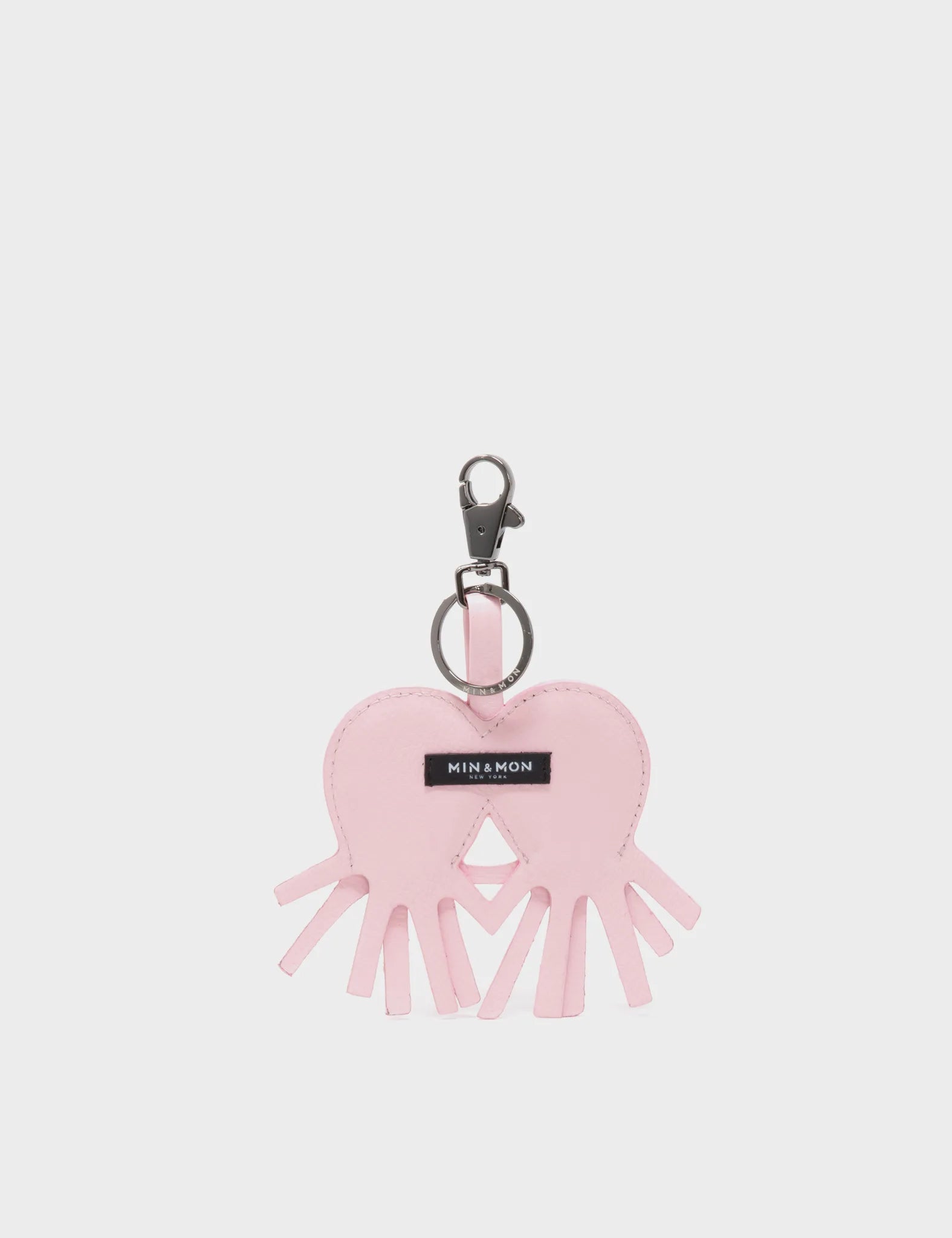 Octopus Twins Charm - Parfait Pink Leather Keychain - Back