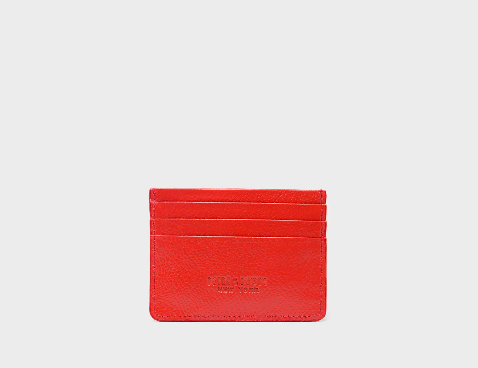 Filium Poppy Red Leather Cardholder - All Over Eyes Embroidery - Back