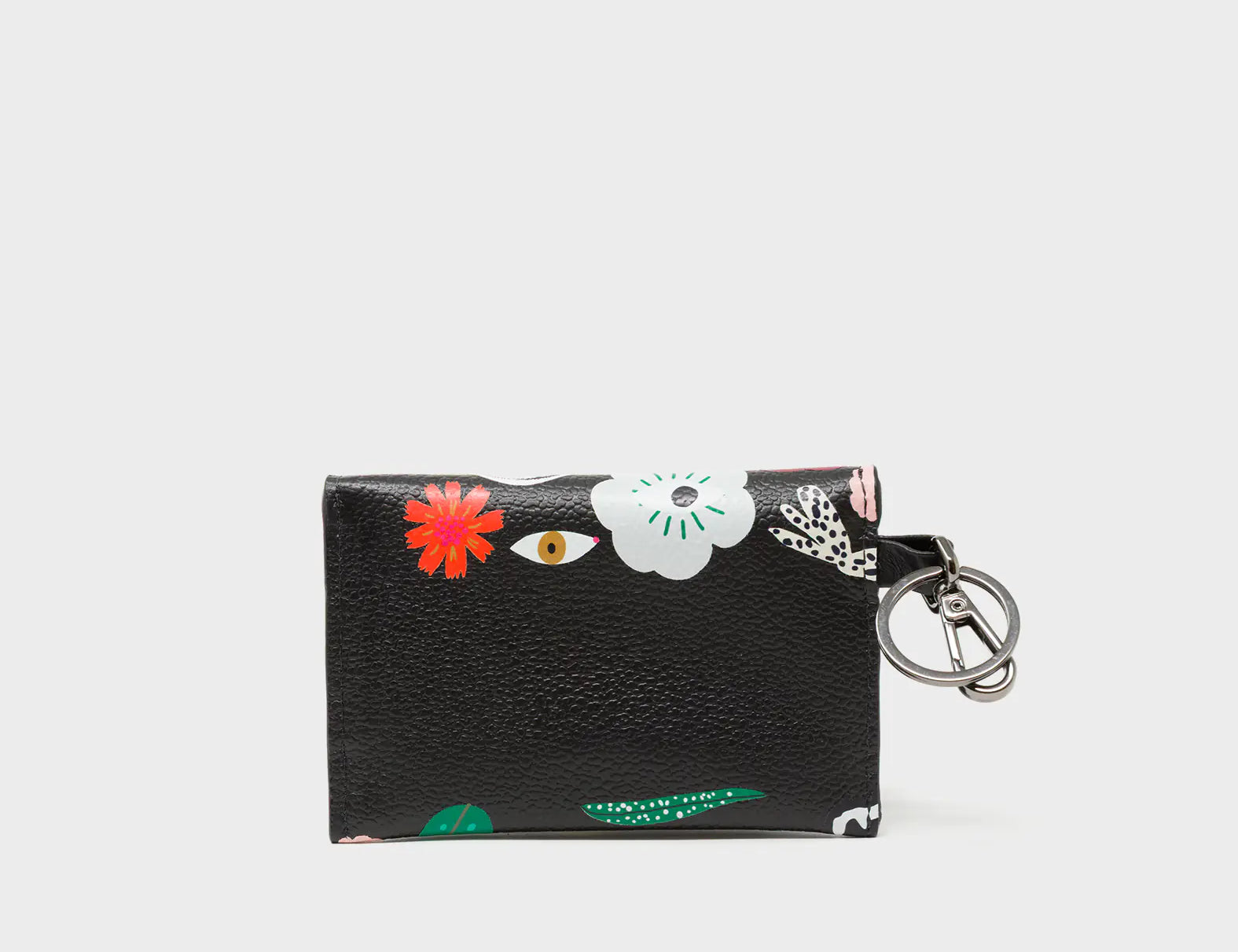 Fabian Black Leather Wallet - Floralia Print - Back