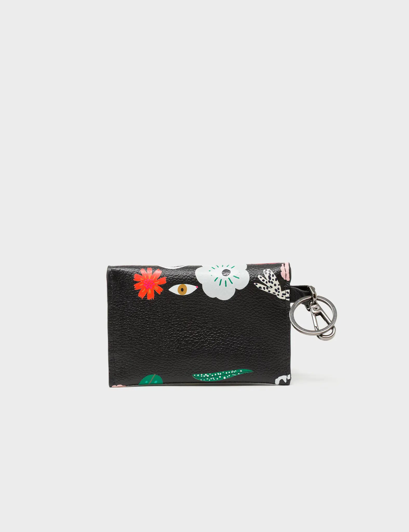 Fabian Black Leather Wallet - Floralia Print - Back