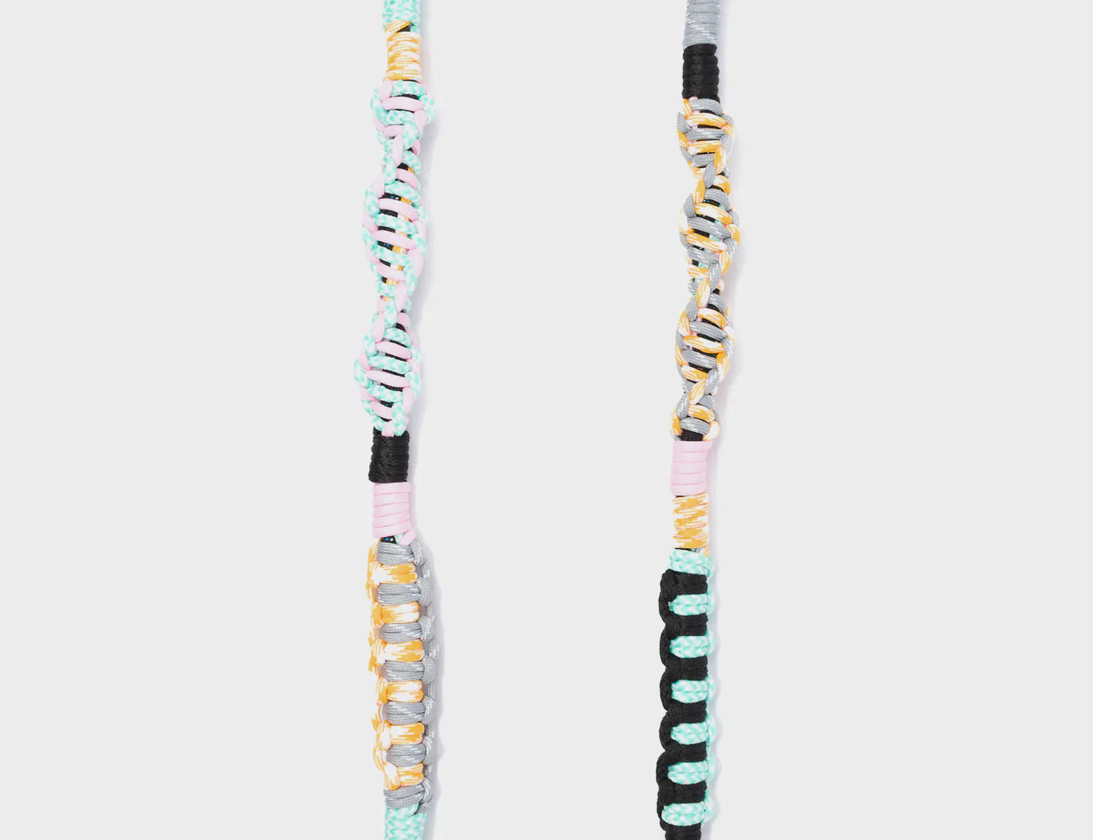 Detachable Shoulder Strap - Yellow, Mint and Gray Handwoven Paracord - Open View