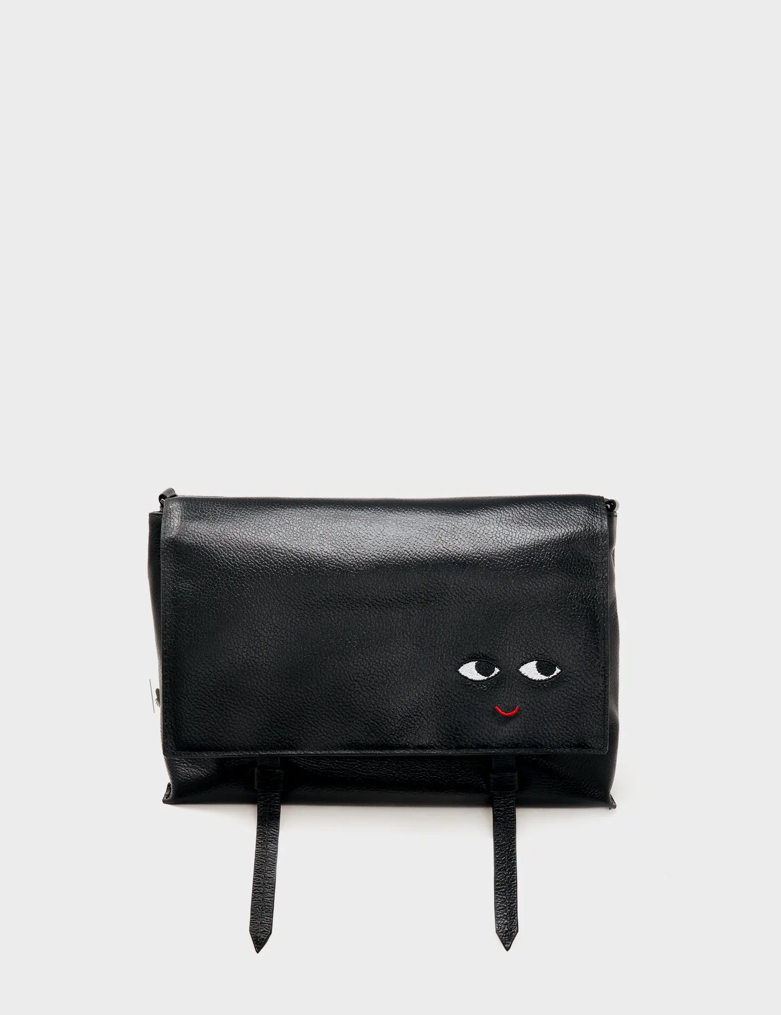 Reversible Small Messenger Bag Black Leather - Utopian Landscape - Front Side B