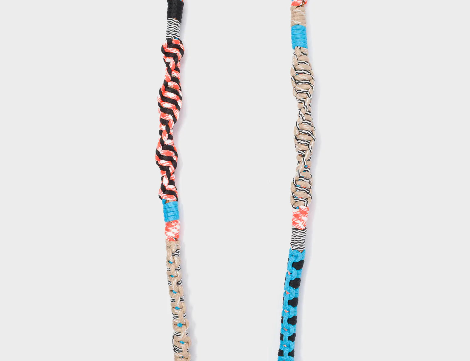 Detachable Shoulder Strap - Cyan Blue and Orange Handwoven Paracord - Open view