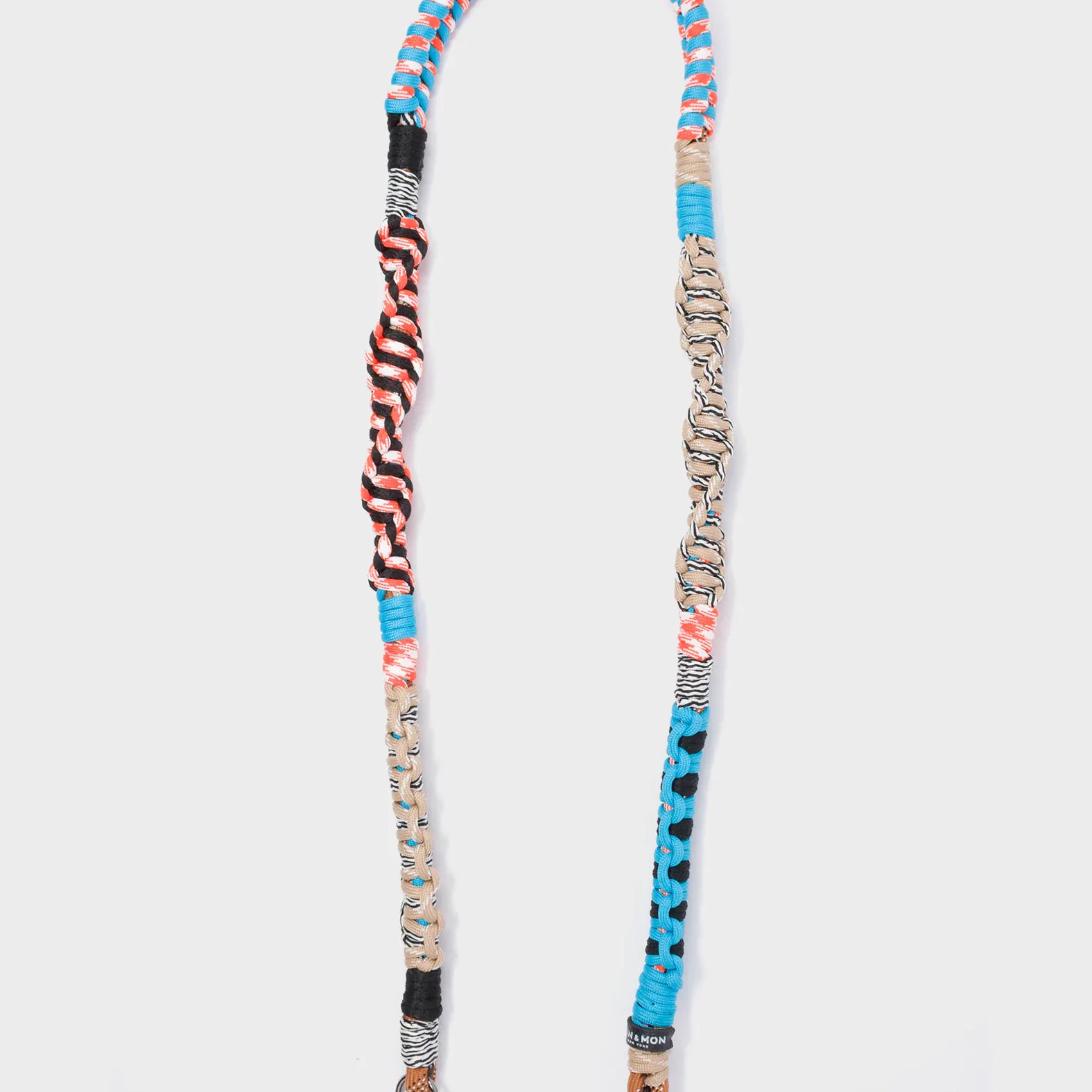 Detachable Shoulder Strap - Cyan Blue and Orange Handwoven Paracord - Open view
