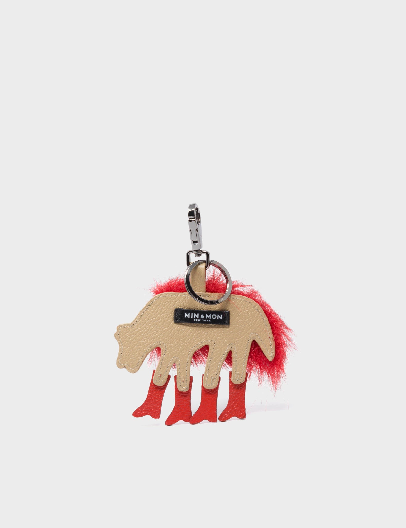 Wolf In Heels Charm - Red Syinthetic Fur and Red Boots Keychain - Back View