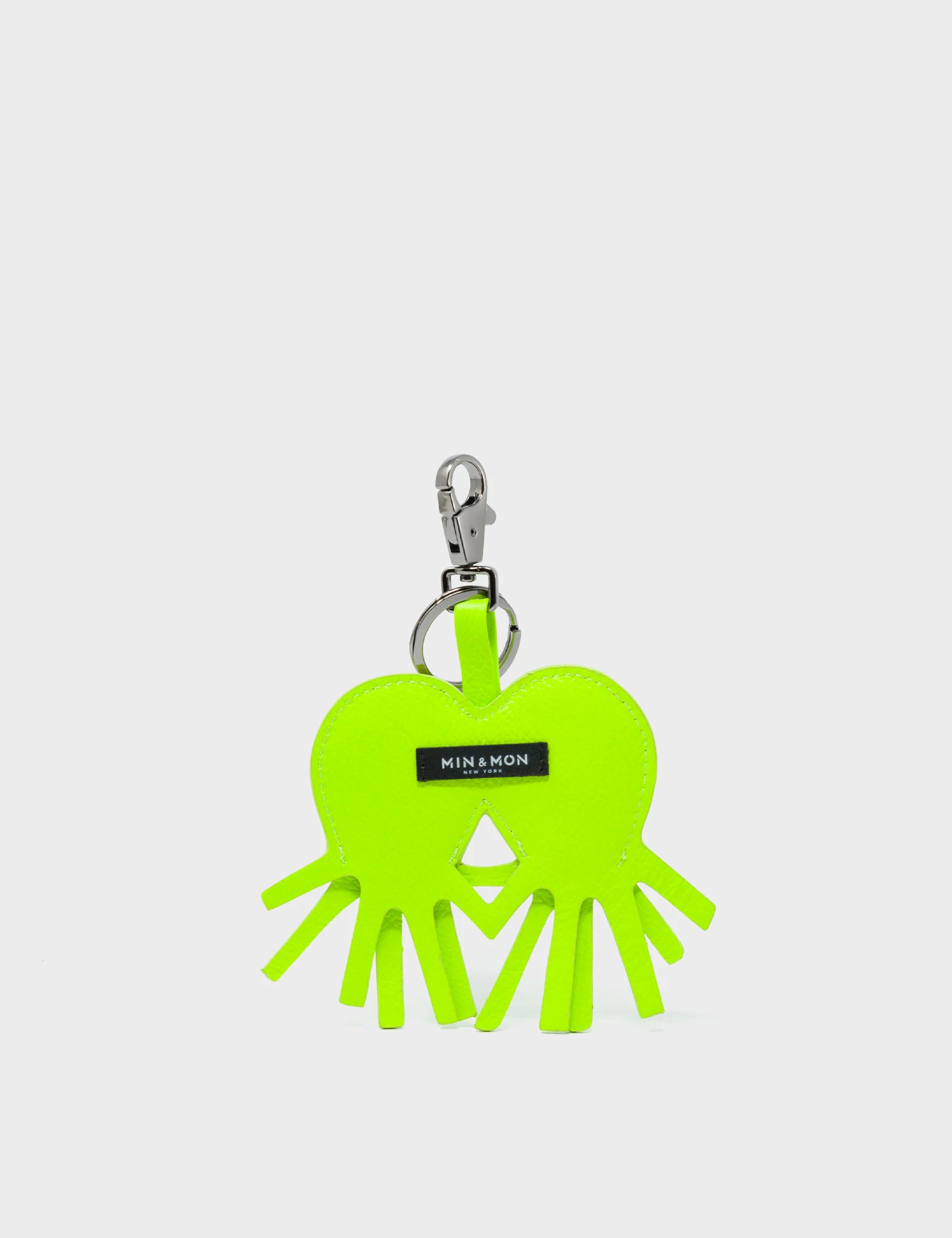 Octotwins Charm - Neon Yellow Leather Keychain - back 