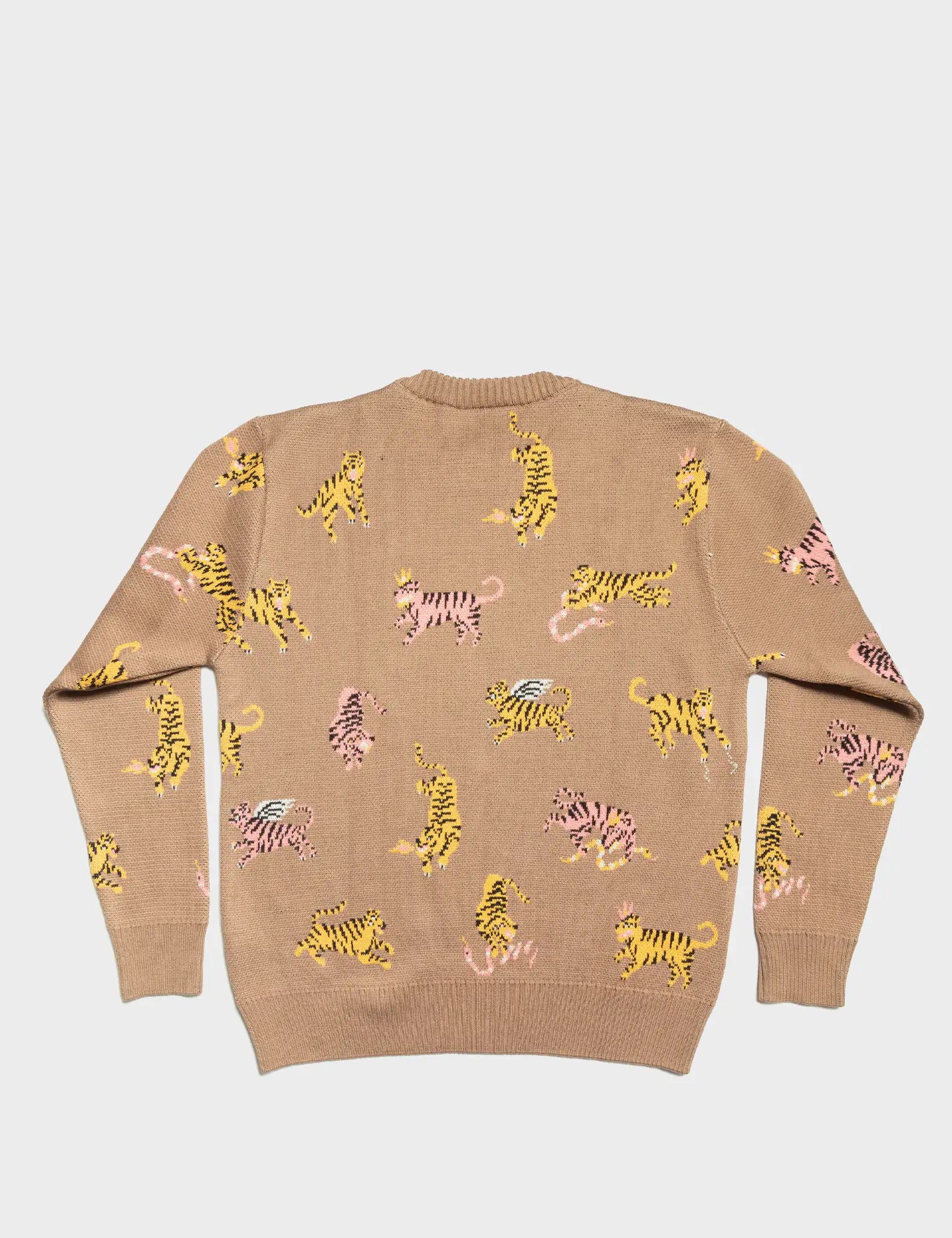 Brown Cotton Sweater - Retro Tiger - Back