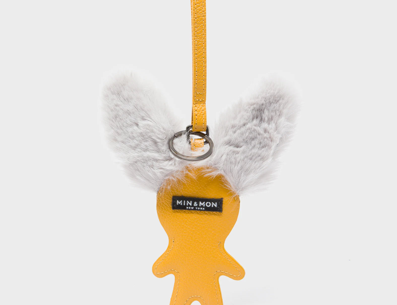 Fluffy Fella Charm - Marigold Leather Bag Charm - Back