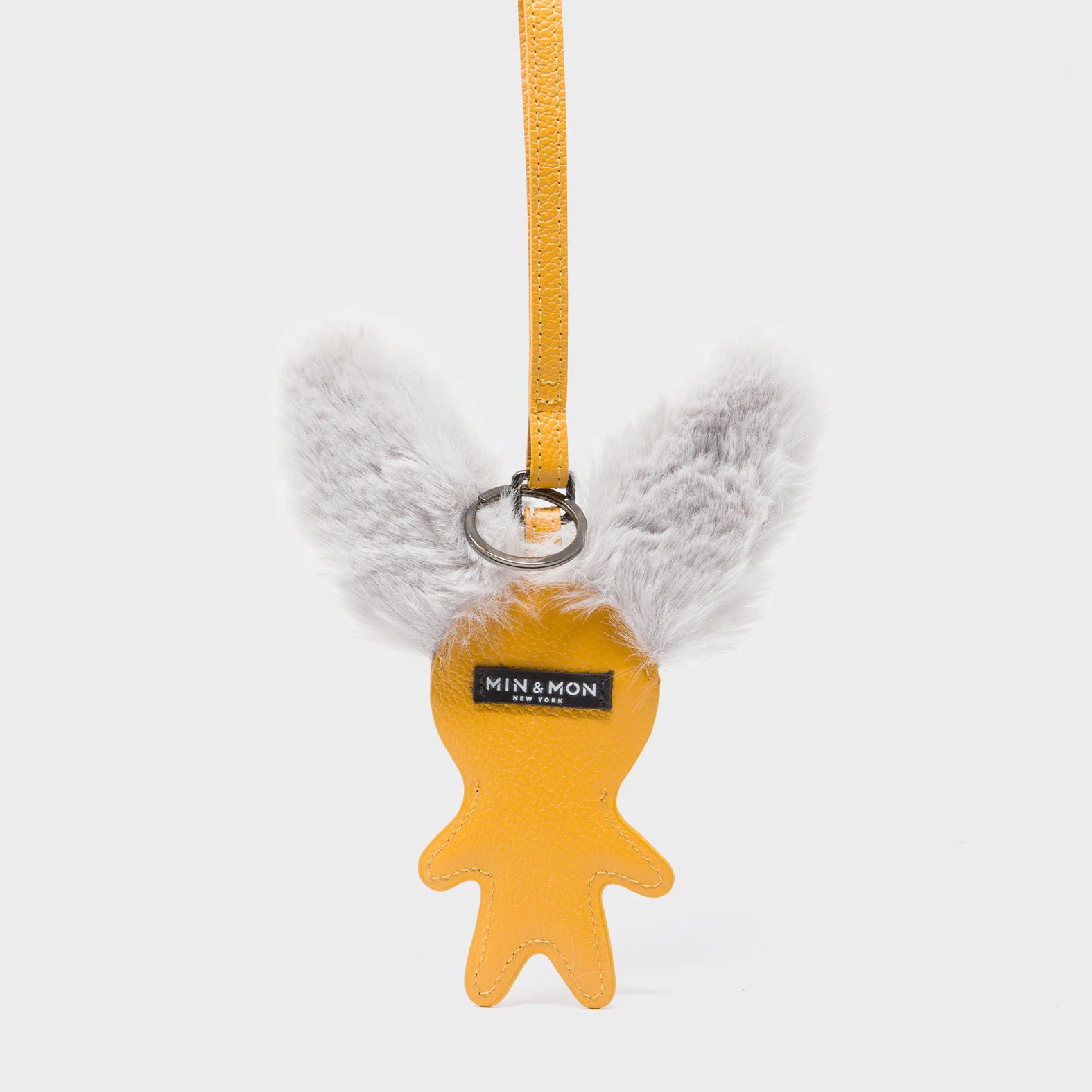 Fluffy Fella Charm - Marigold Leather Bag Charm - Back