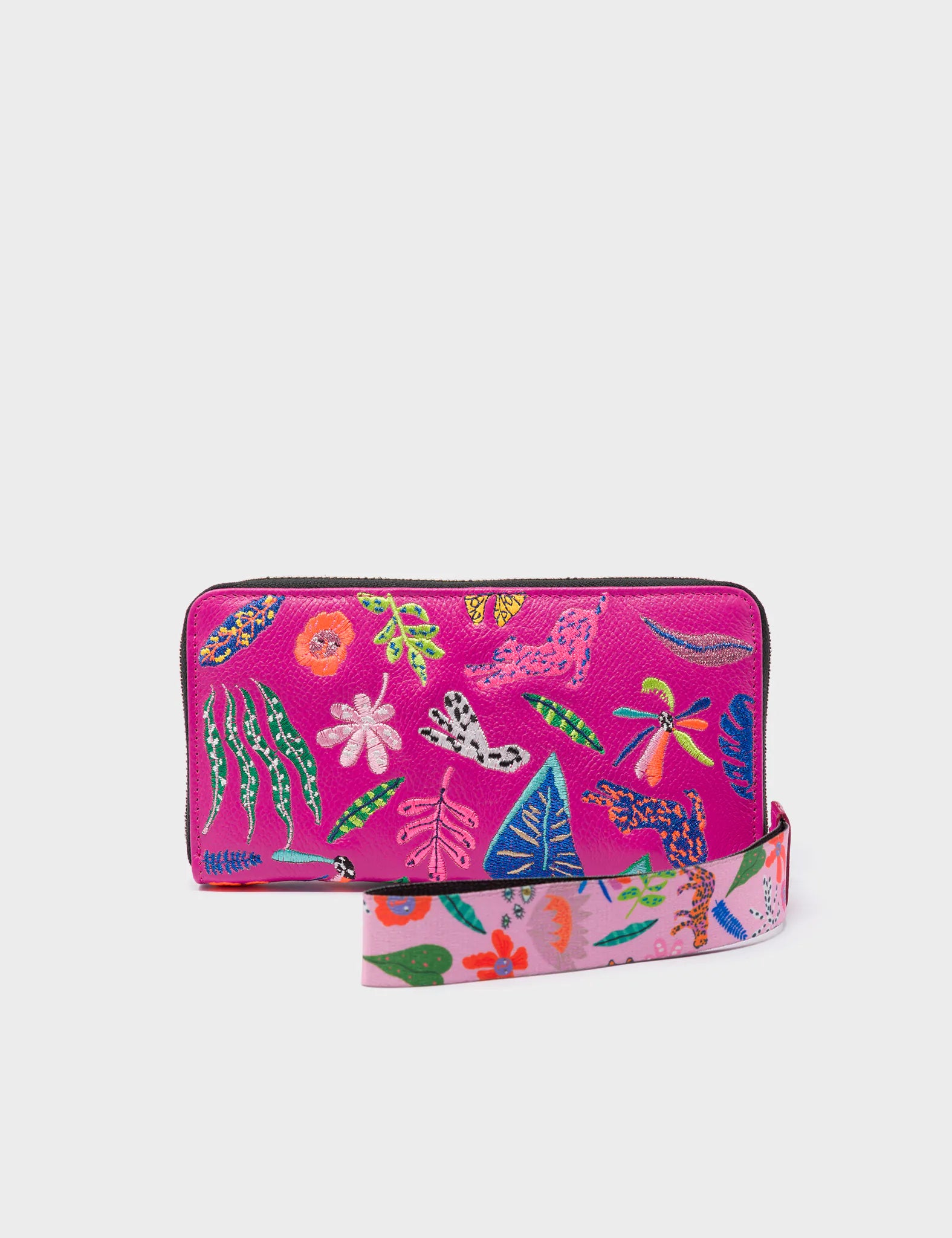 Francis Violet Leather Wallet - El Trópico Embroidery Design - Back 
