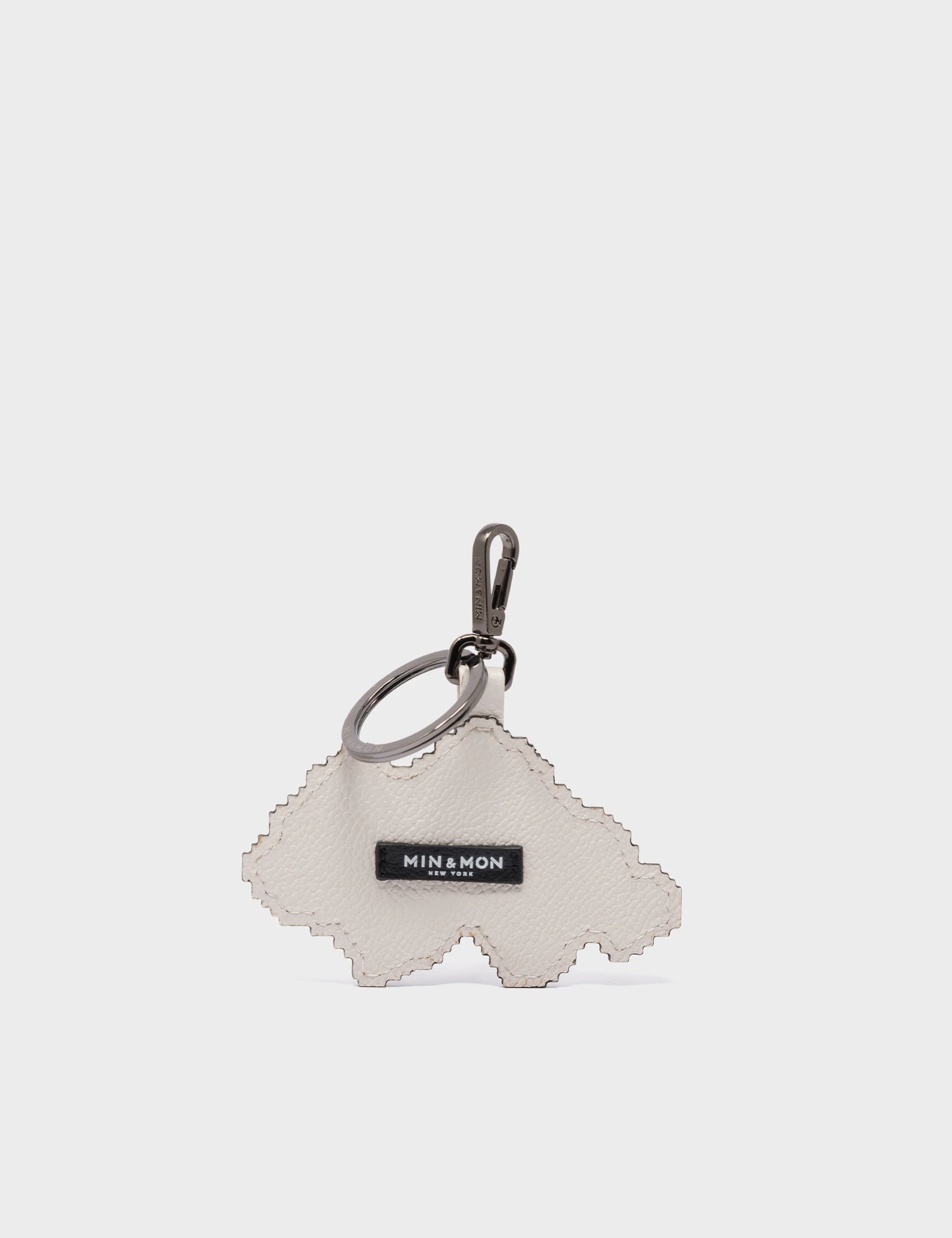 Pixel Cloud Charm - Cream Leather Keychain - Back View