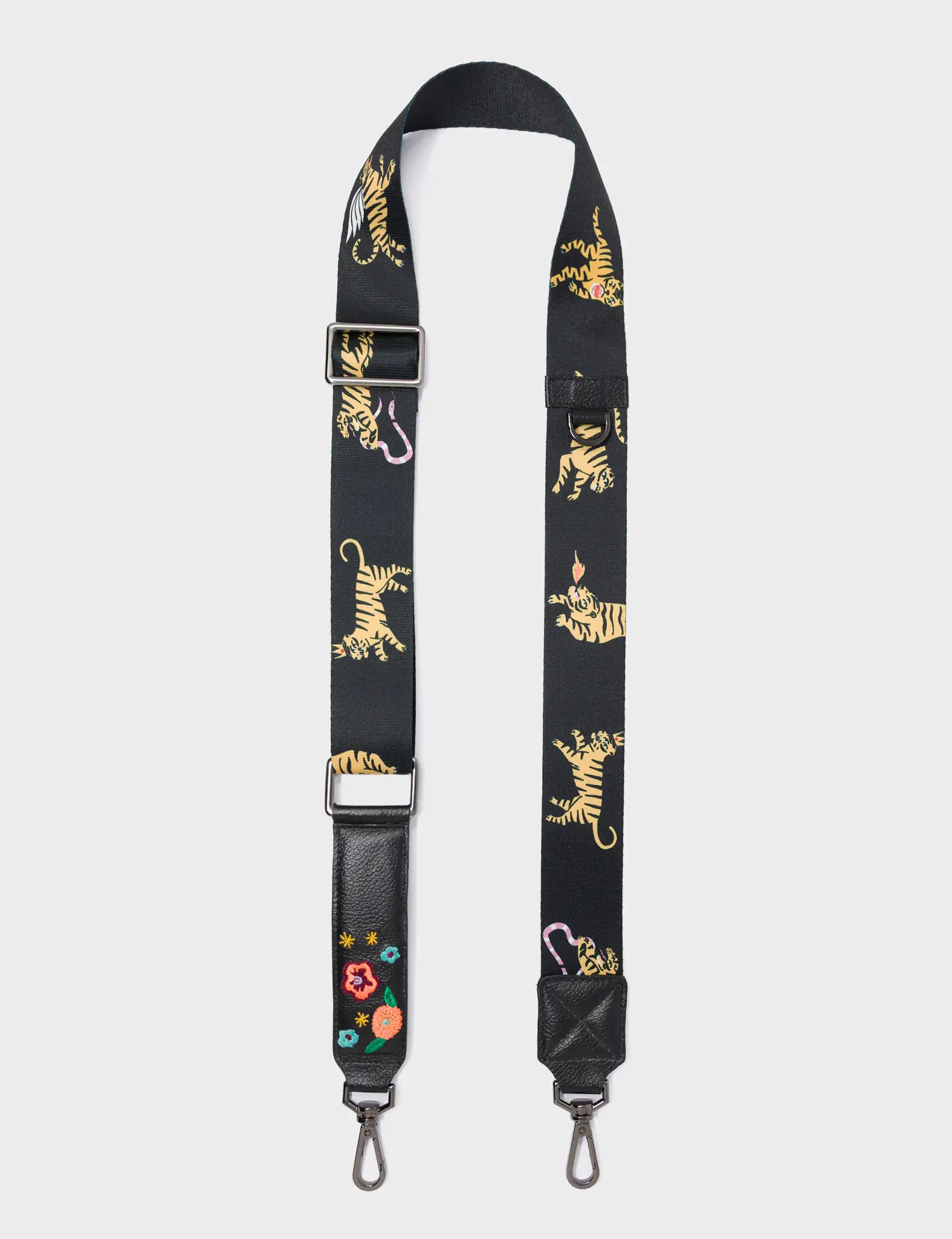 Detachable Black Nylon Strap - Tigers Design - Open