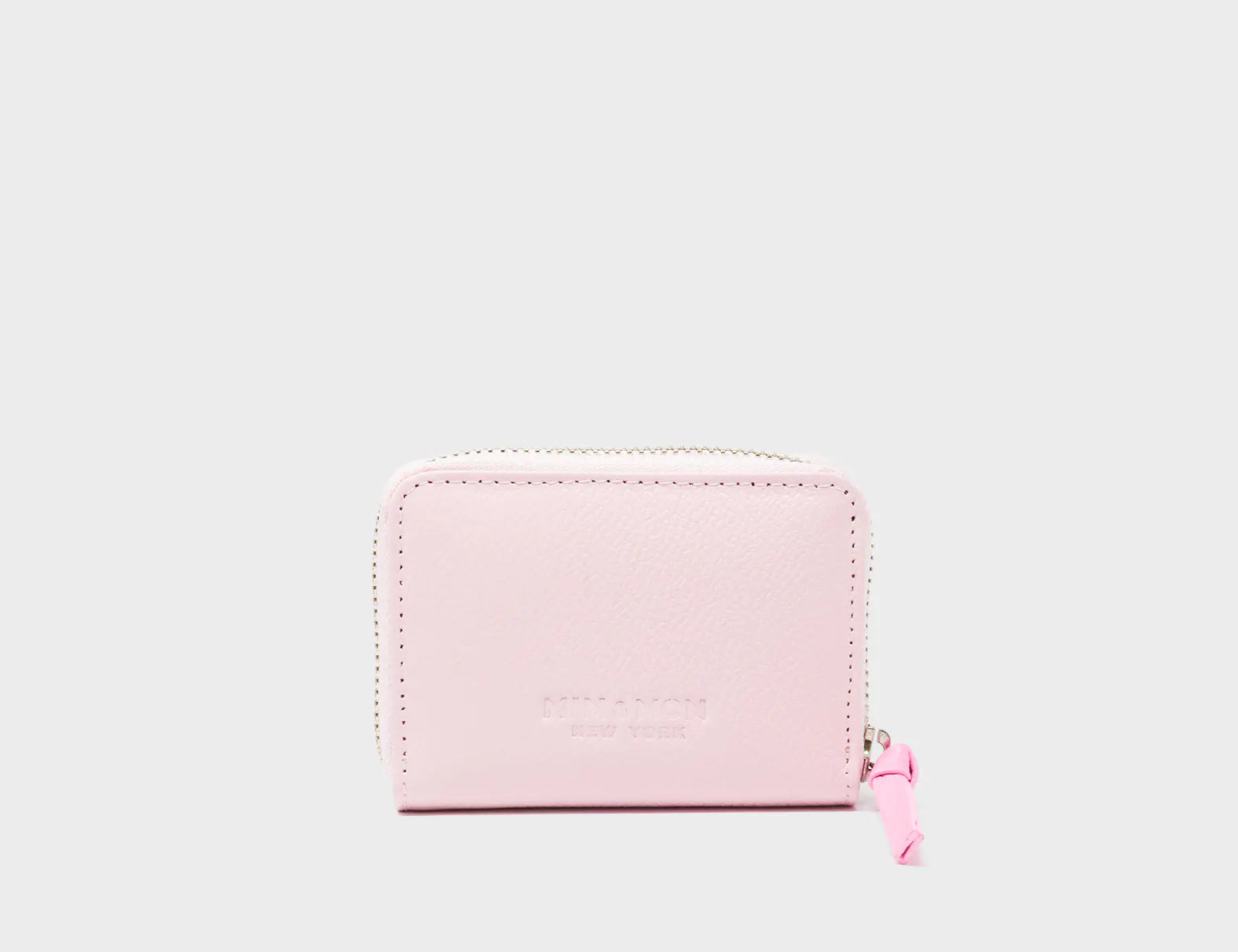 Frodo Parfait Pink Leather Zip Around Wallet - Fuzzy Monster Applique - Back