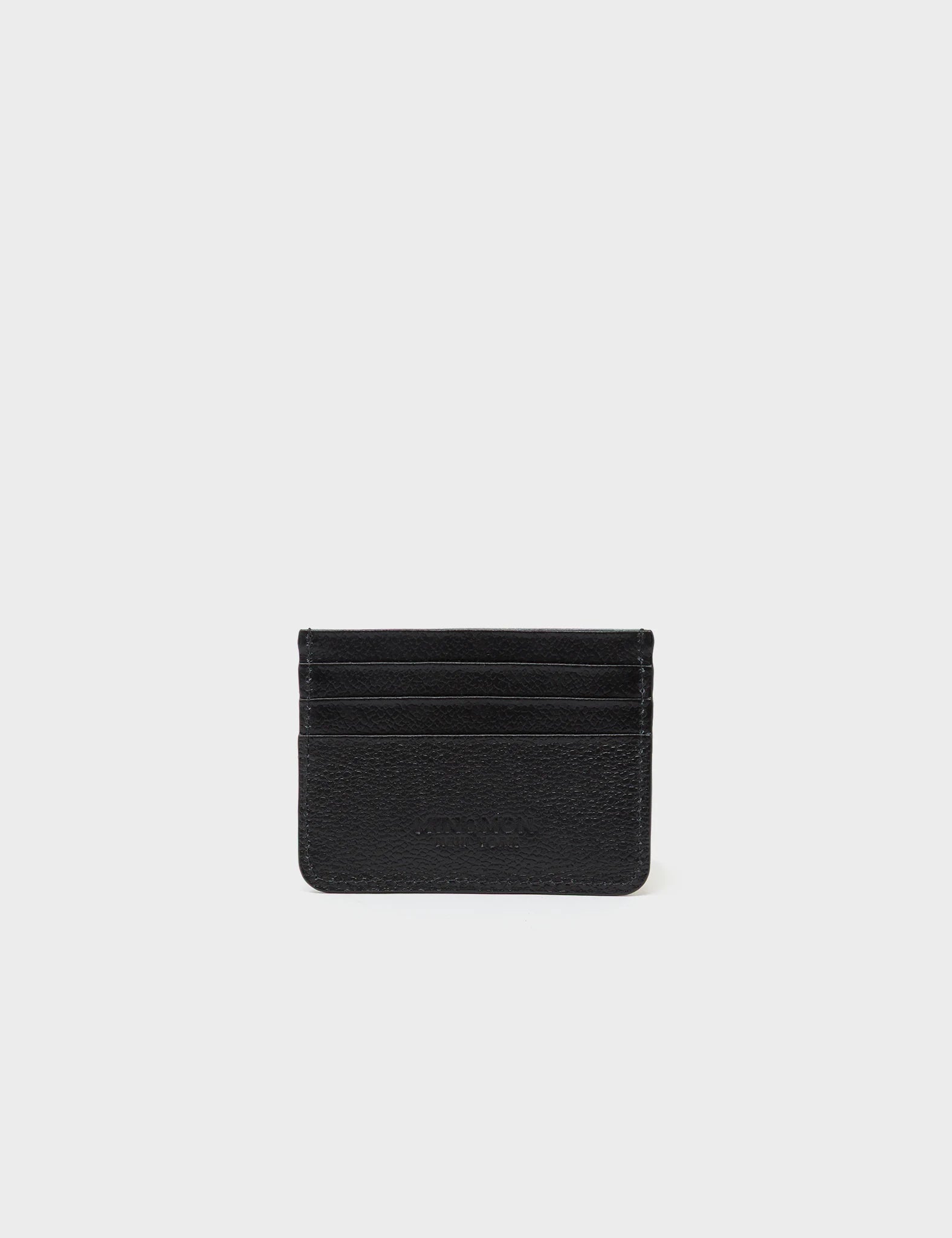 Filium Black and Stormy Gray Leather Cardholder - Winged Tiger Embroidery - Back View