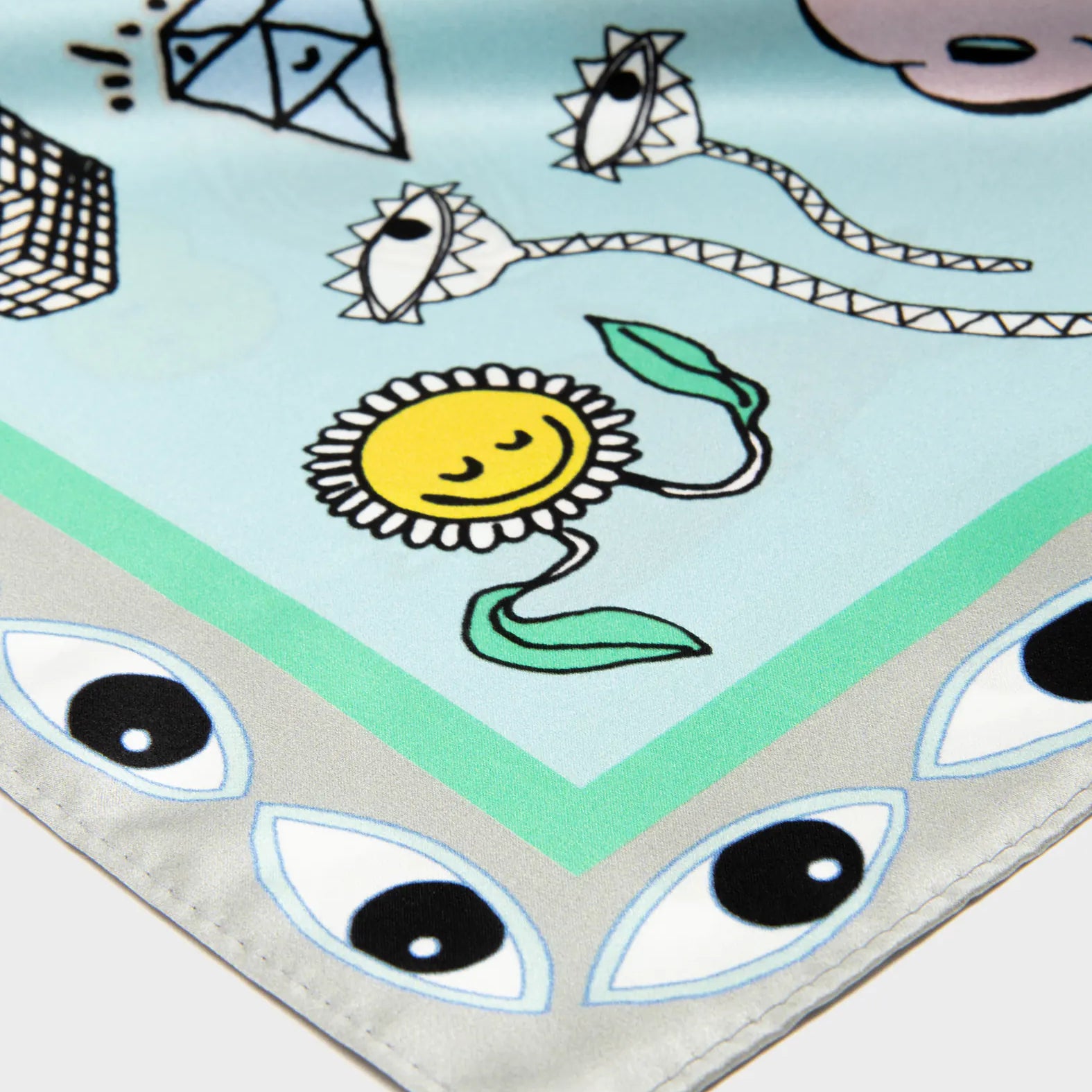 Blue Silk Scarf - Dreams Can Come True - Detail