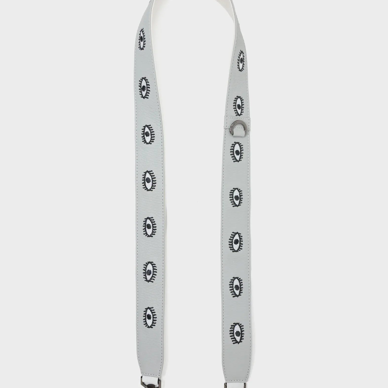 Detachable Moonwalk Gray Leather Shoulder Strap - All Over Eyes Embroidery 