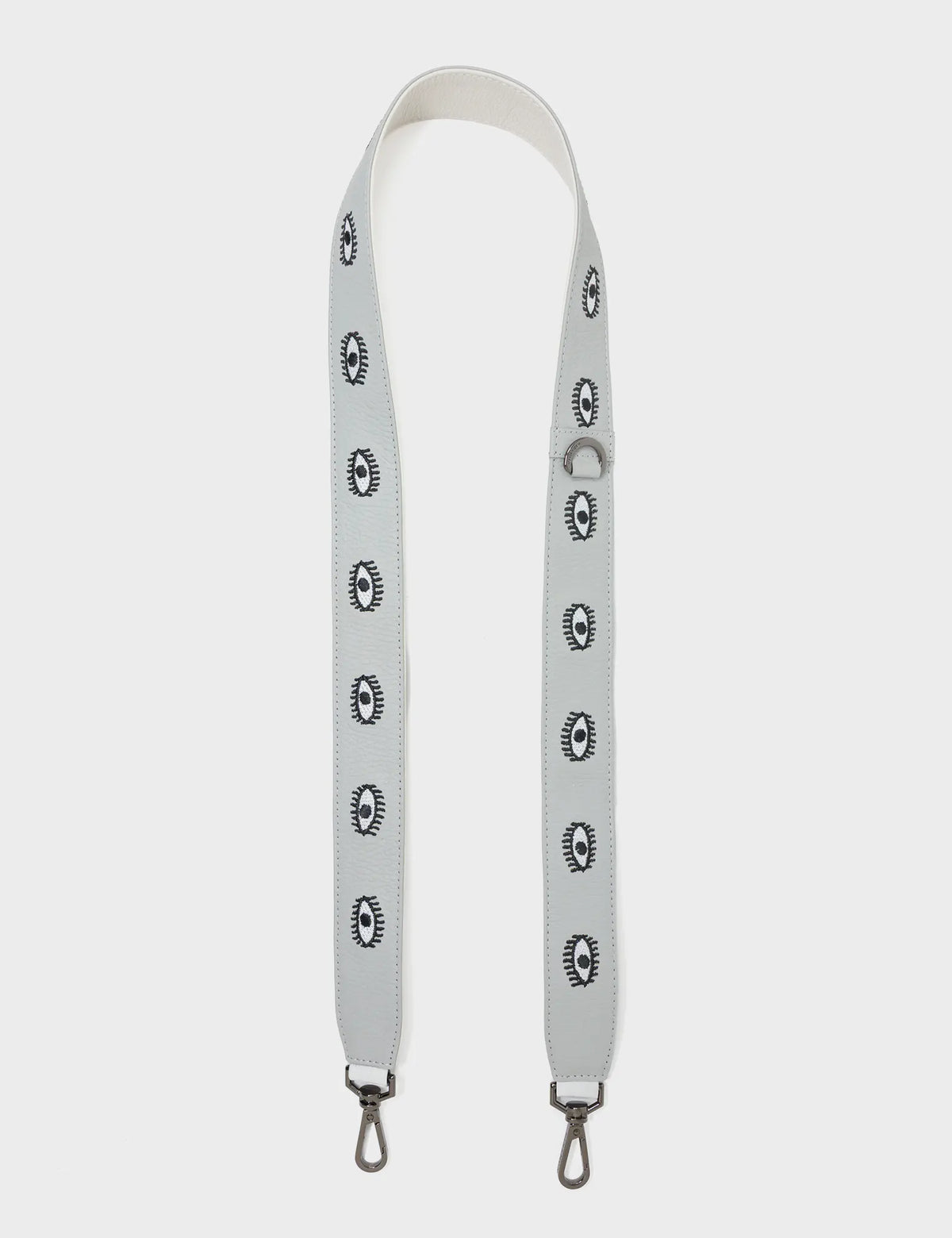 Detachable Moonwalk Gray Leather Shoulder Strap - All Over Eyes Embroidery 