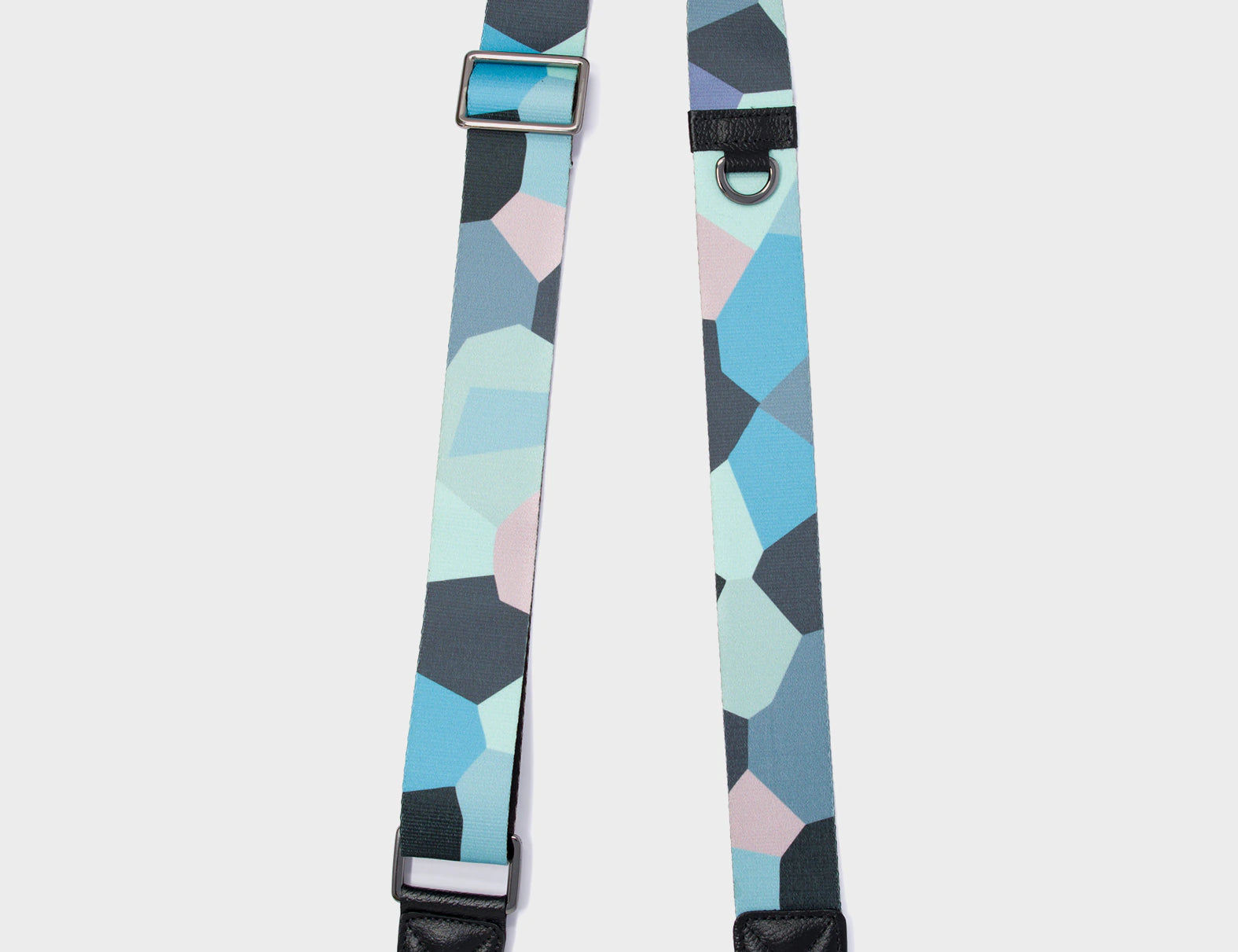 Detachable Crossbody Black and Blue Nylon Strap - Camo Dreams Design - Open view