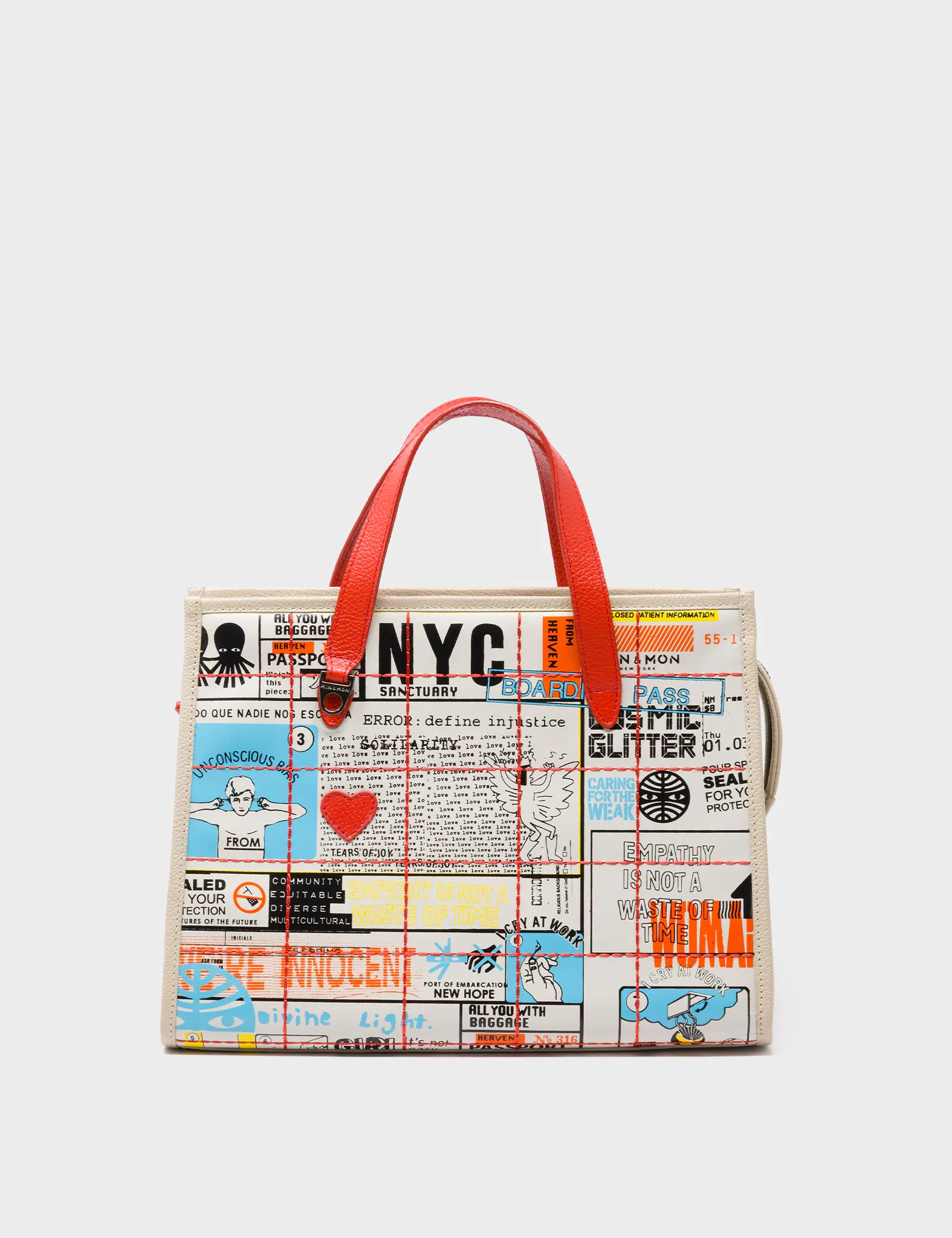 Simon Cream Leather Medium Handbag - Kind Type Design - Front View