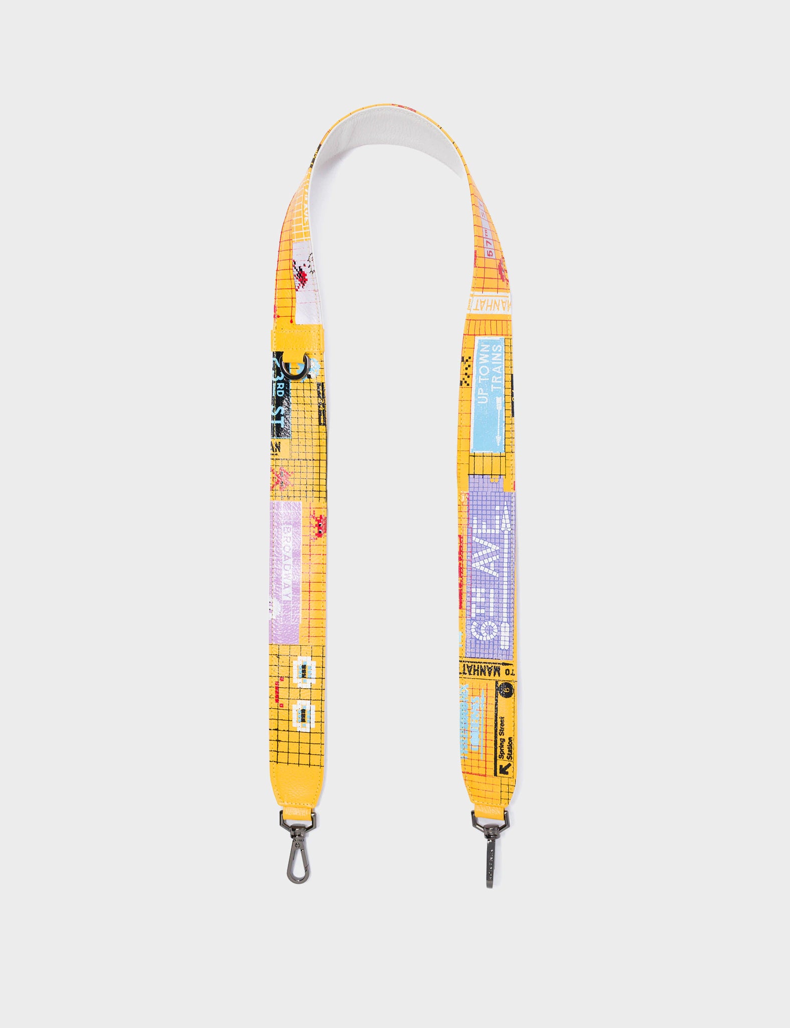 Detachable Yellow Leather Shoulder Strap - Subway Stories Design - Open View