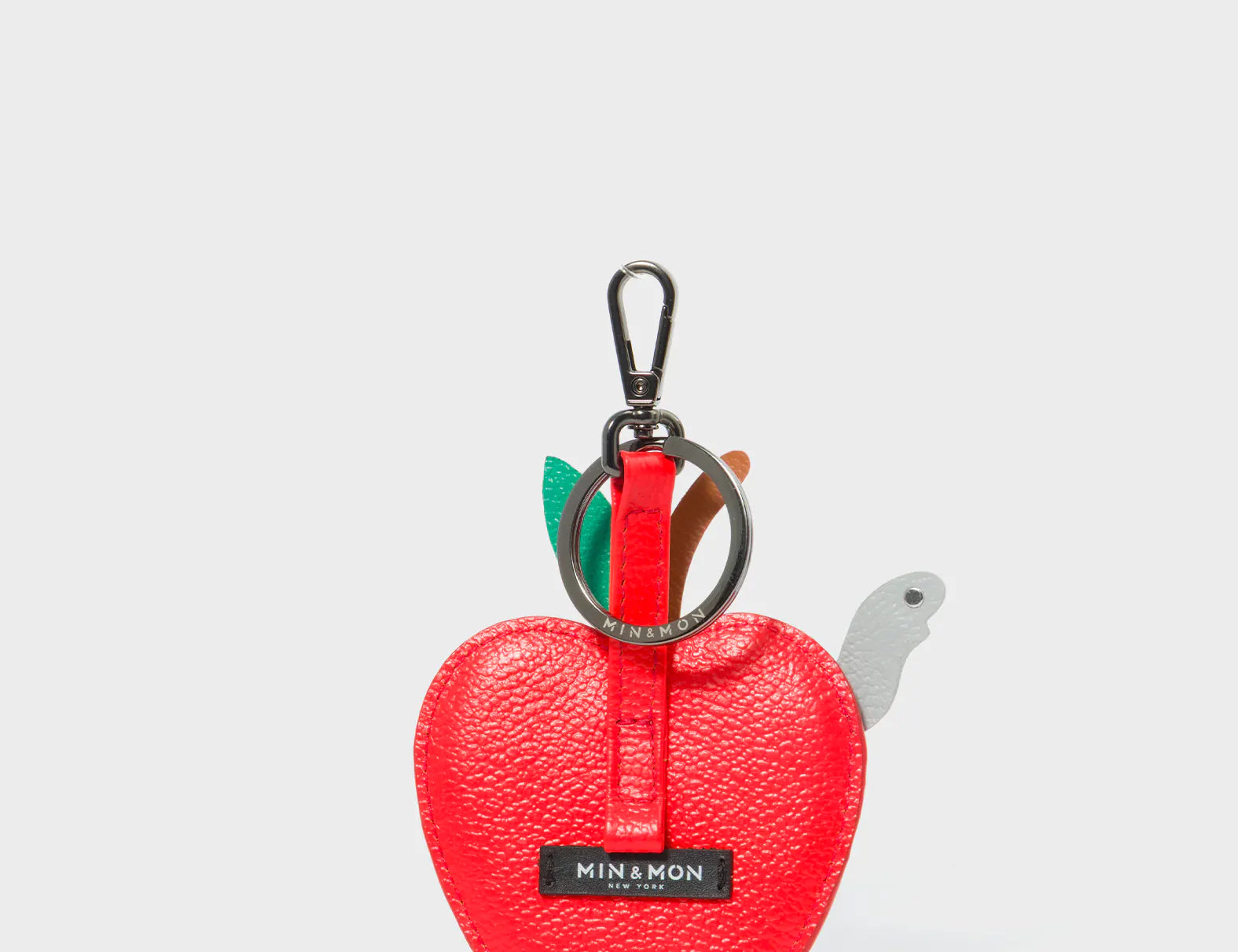 Wormhattan Charm - Fiesta Red Leather Keychain - Back View