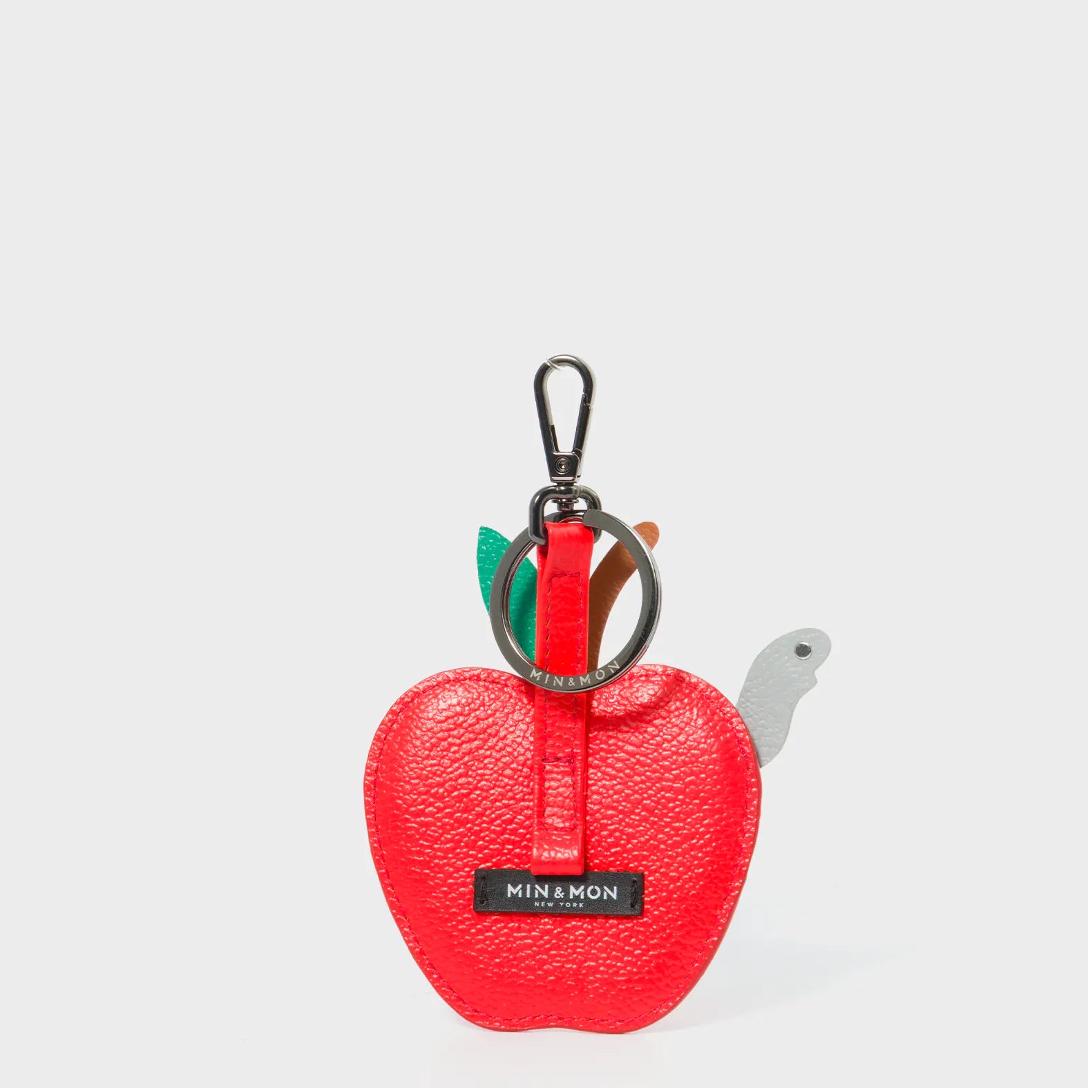 Wormhattan Charm - Fiesta Red Leather Keychain - Back View